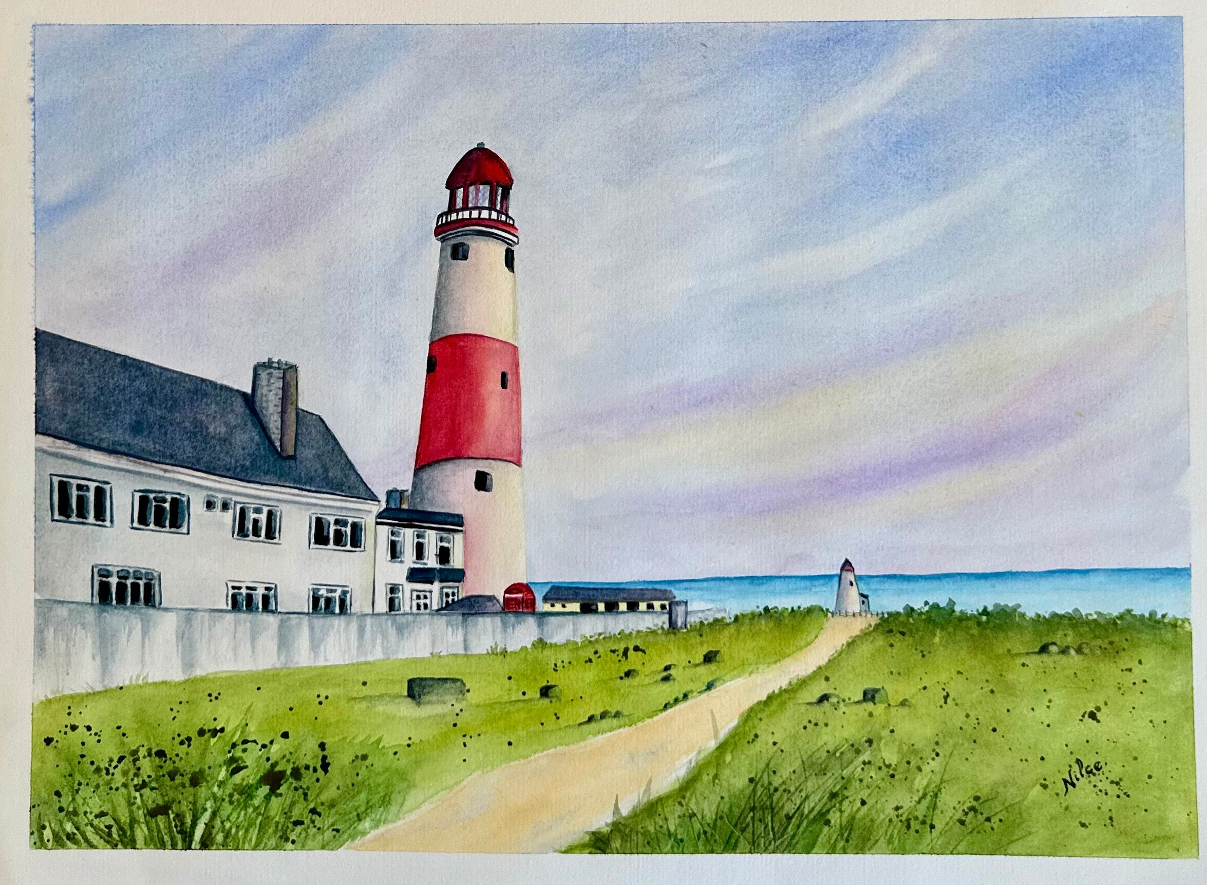 O Farol — Pintura Original em Aquarela sobre Papel 100% Algodão, 38x28cm, sem moldura