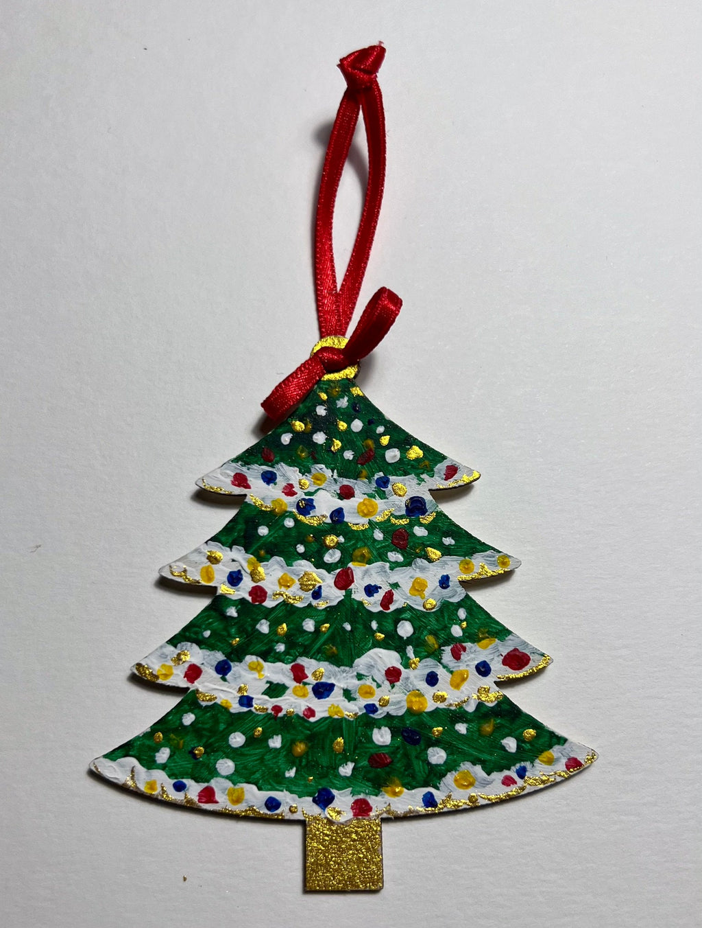 Enfeites de Natal, pintados à mão em madeira fatiada, prontos para pendurar, conjunto de 5.