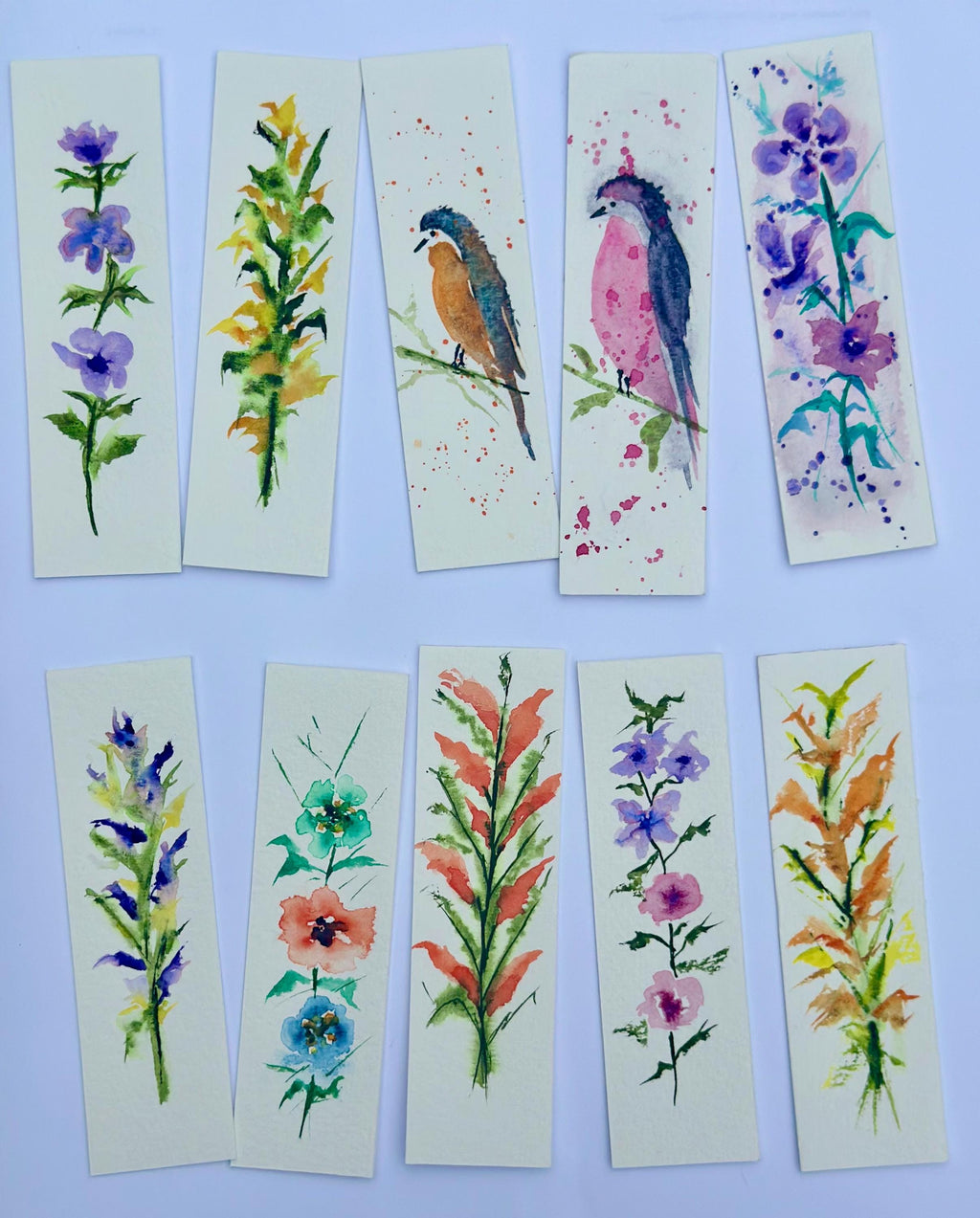 Marcadores de livros pintados à mão, com arte original em aquarela, para amantes de livros. CONJUNTO DE 10.