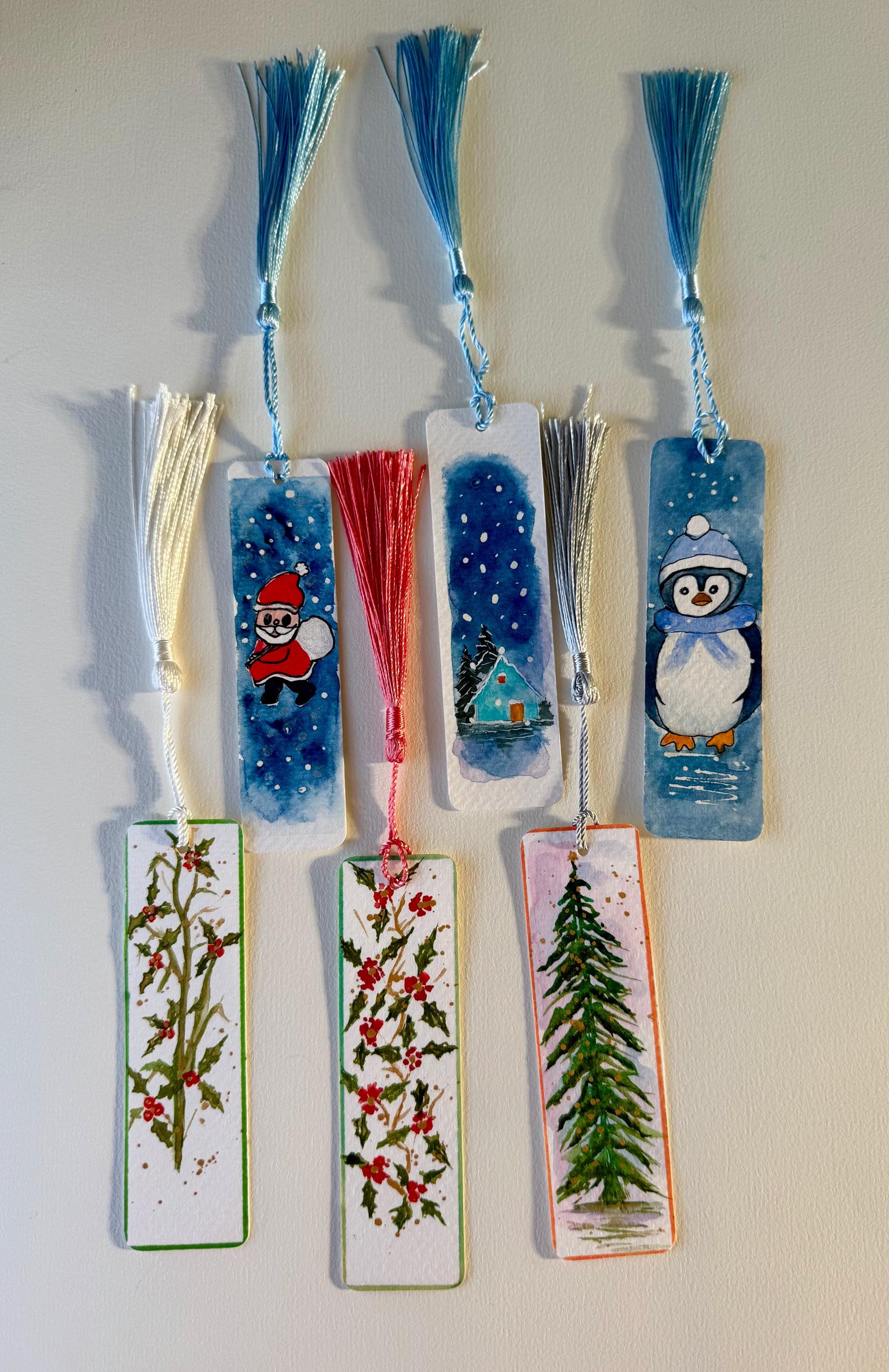 Marcadores de livros pintados à mão, com arte original em aquarela, para amantes de livros. CONJUNTO DE 10.