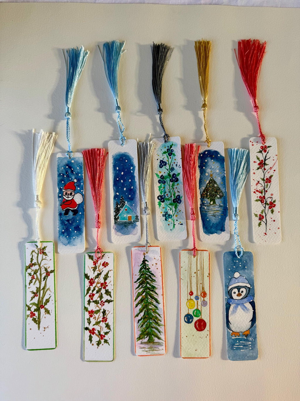 Marcadores de livros pintados à mão, com arte original em aquarela, para amantes de livros. CONJUNTO DE 10.