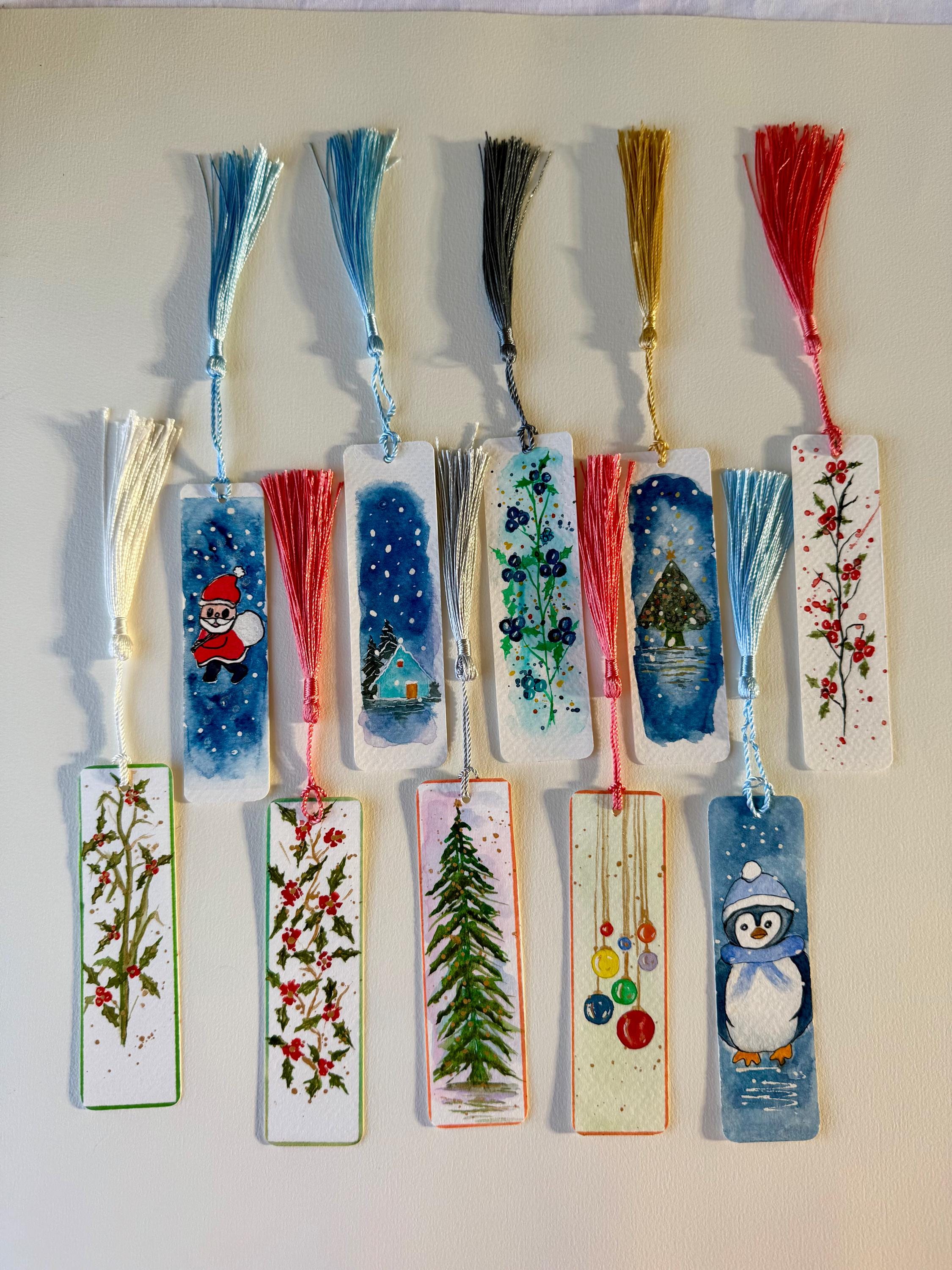 Marcadores de livros pintados à mão, com arte original em aquarela, para amantes de livros. CONJUNTO DE 10.