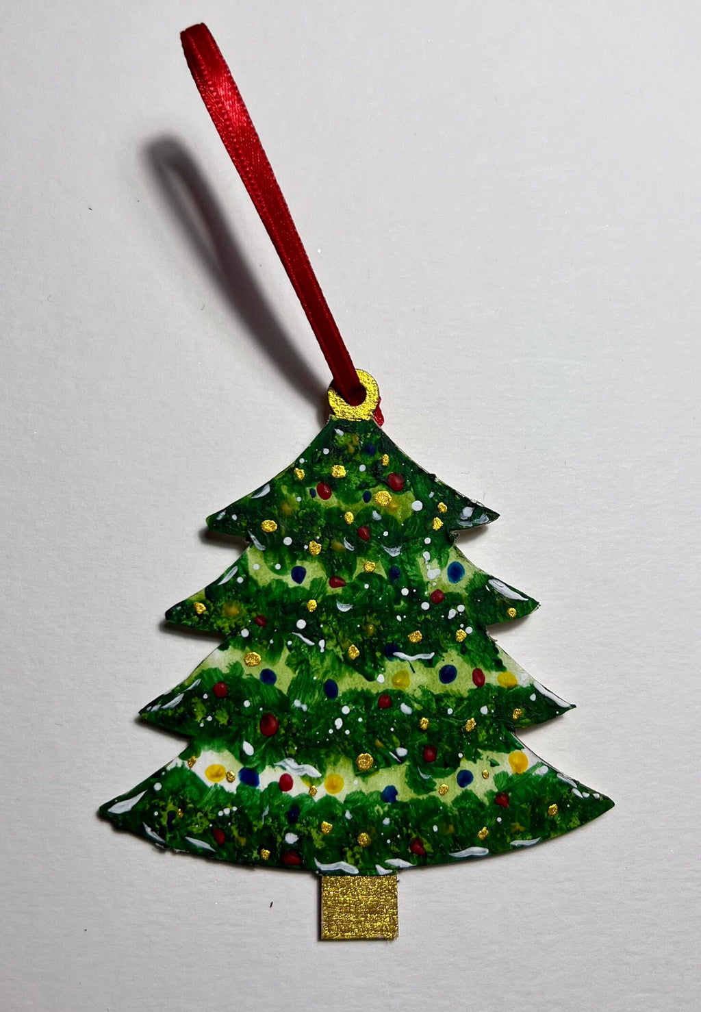 Enfeites de Natal, pintados à mão em madeira fatiada, prontos para pendurar, conjunto de 5.