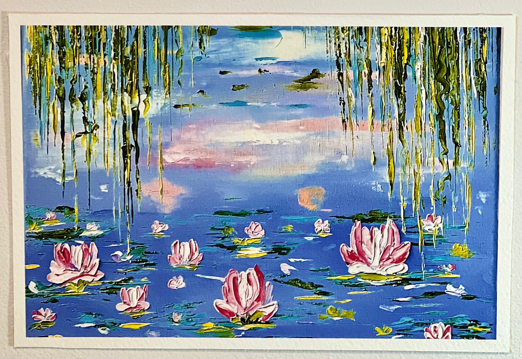 Ninfeias de Monet — Print Artístico de Releitura em Óleo sobre Tela | Impressão em Papel Fotográfico | sem moldura