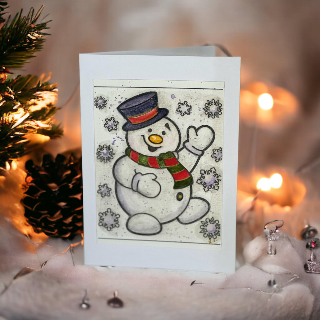 Cartão de Natal original em aquarela, pintado à mão, 13 x 18 cm, com envelope kit com 5.