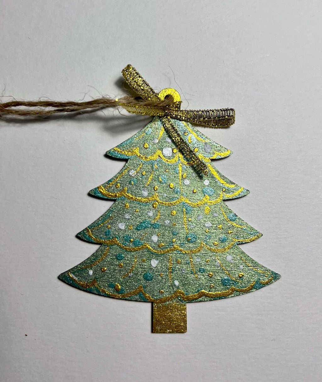 Enfeites para árvores de Natal, mini pinturas originais em aquarela sobre madeira, conjunto de 5, prontos para pendurar.