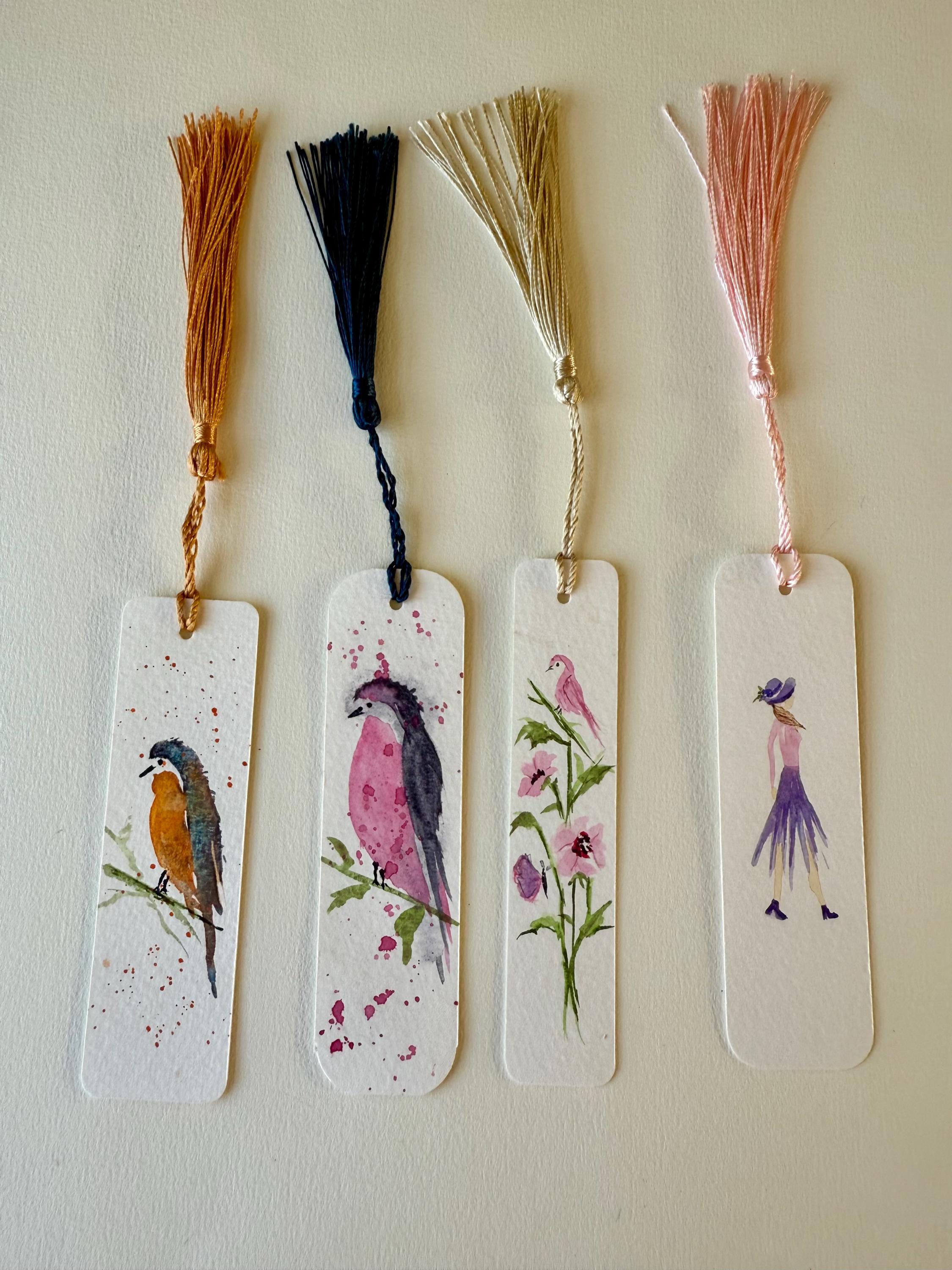 Marcadores de livros pintados à mão, com arte original em aquarela, para amantes de livros. CONJUNTO DE 10.
