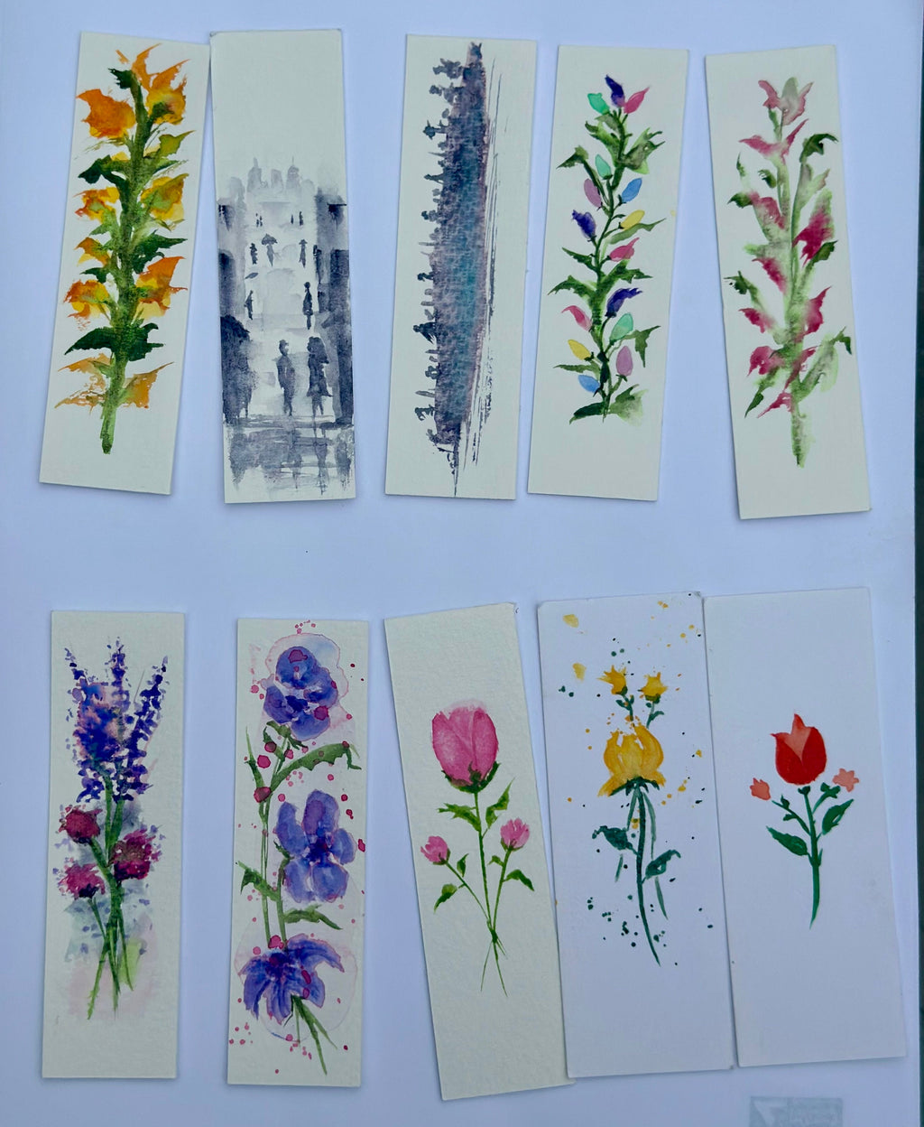 Marcadores de livros originais em aquarela pintados à mão para amantes de livros. CONJUNTO DE 10.
