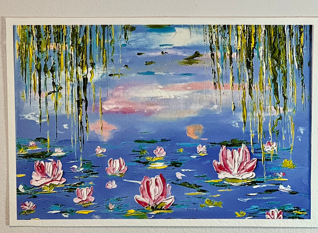 Ninfeias de Monet — Print Artístico de Releitura em Óleo sobre Tela | Impressão em Papel Fotográfico | sem moldura