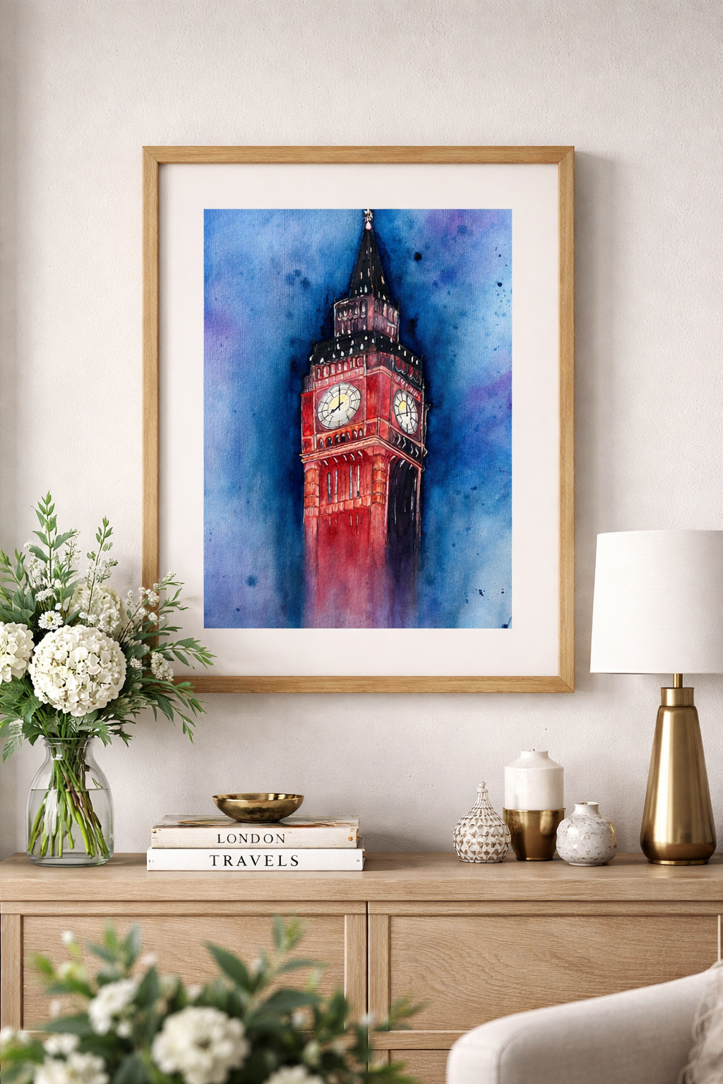 O Big Ben - pintura original em aquarela sobre papel 100% algodão, 30 x 42 cm, sem moldura.