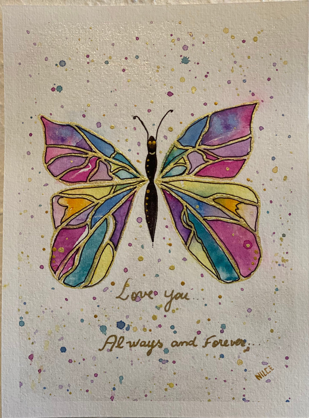 Te Amo para Sempre – Cartão Dia dos Namorados em Aquarela original