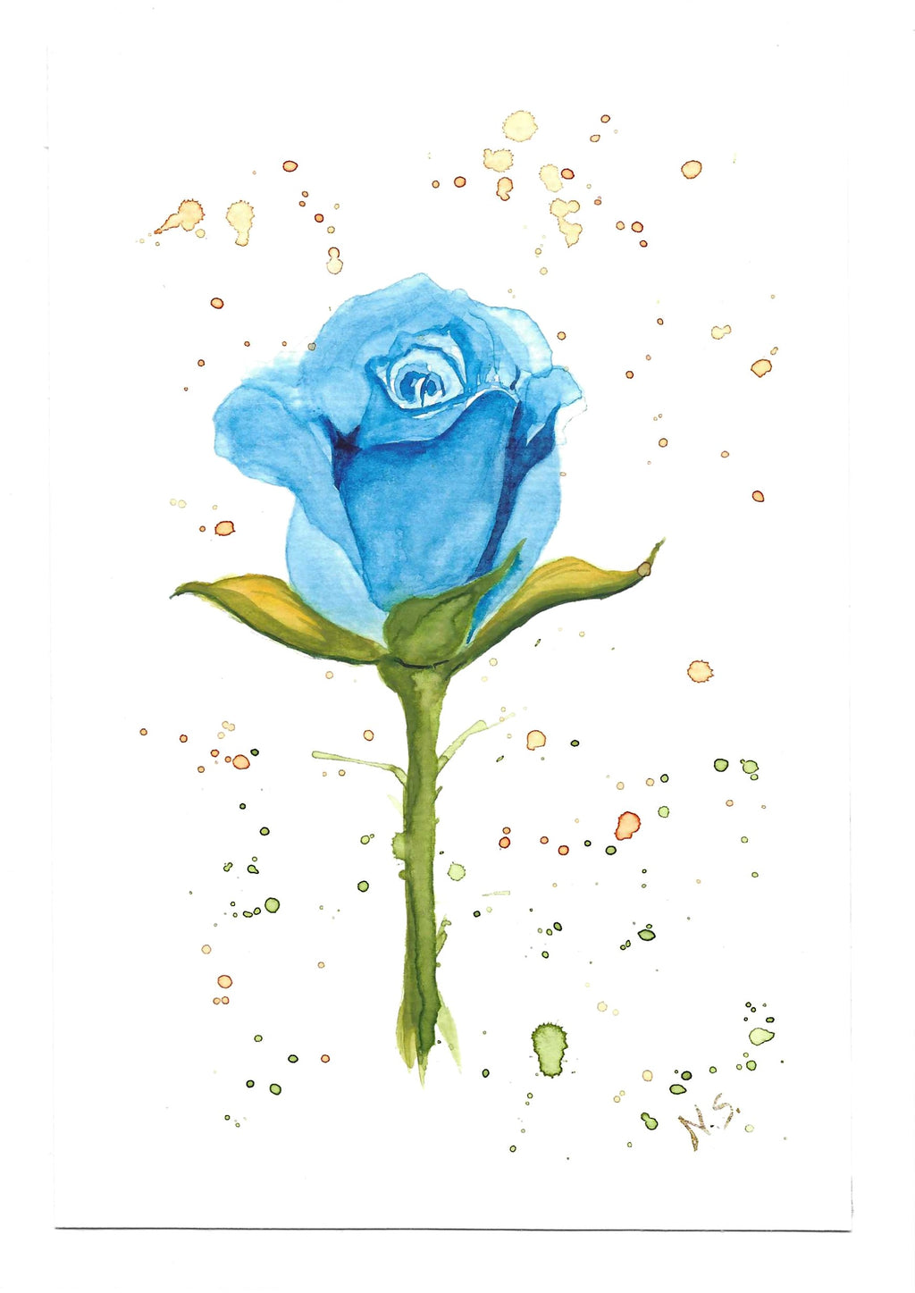 Cartão Especial de Felicitação - 15x21cm - em Aquarela Loose Original, pintado à mão, com envelope, rosas