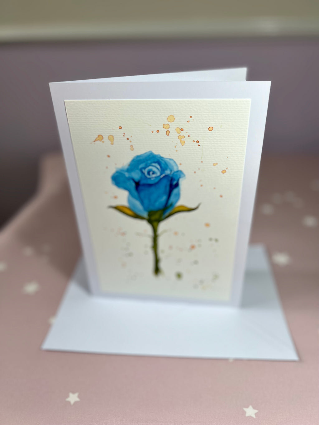 Cartão Especial de Felicitação - 15x21cm - em Aquarela Loose Original, pintado à mão, com envelope, rosas