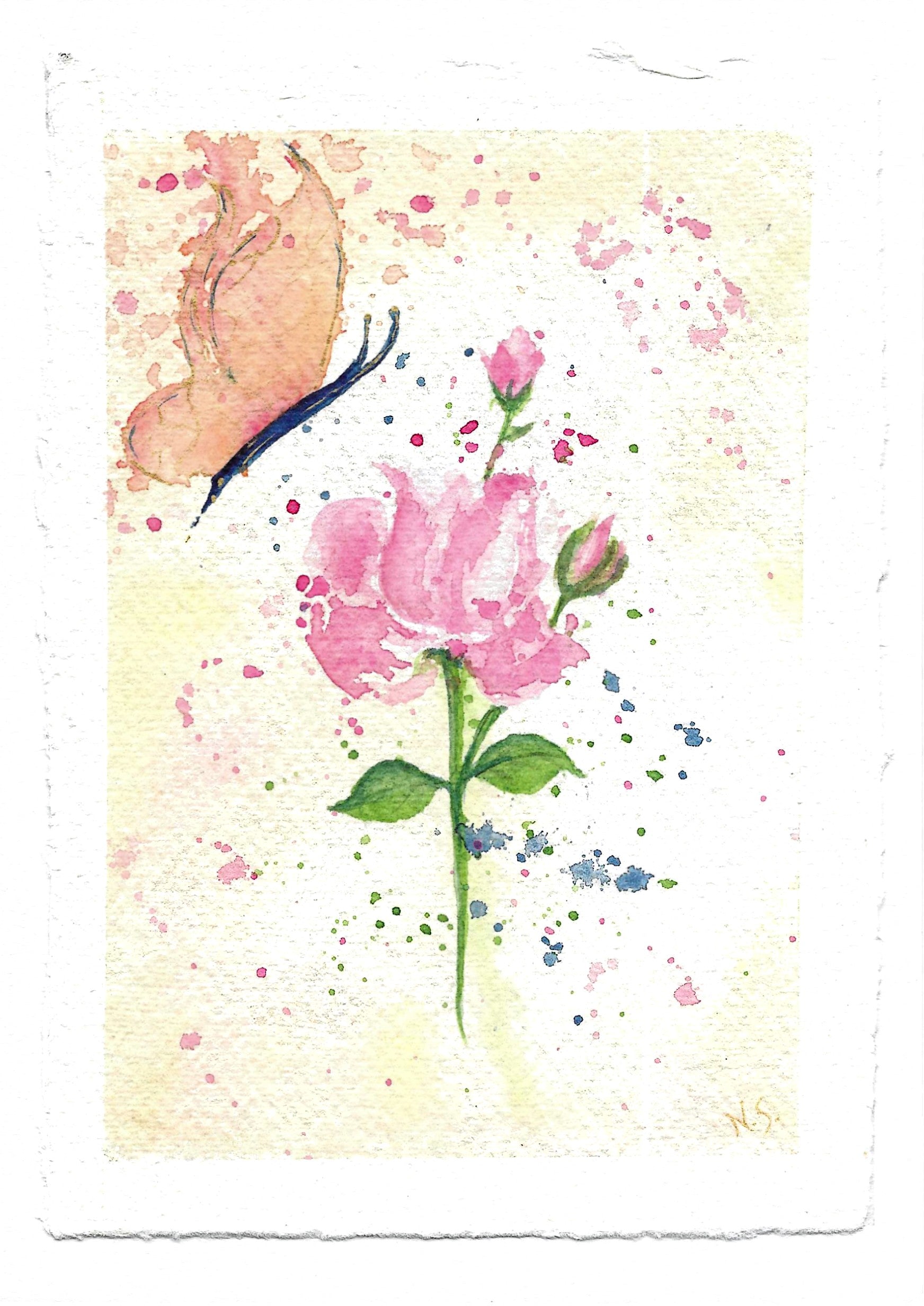 Cartão Especial Dia das Mães 15x21cm - em Aquarela Original, pintado à mão, com envelope