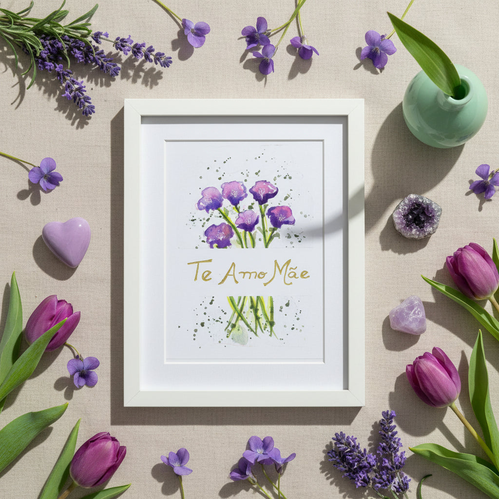 Cartão Especial Dia das Mães 15x21cm - em Aquarela Original, pintado à mão, com envelope, te amo Mãe
