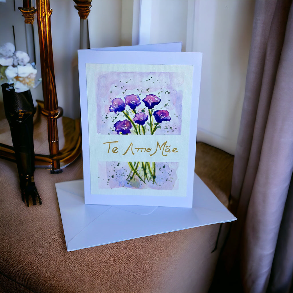 Cartão Especial Dia das Mães 15x21cm - em Aquarela Original, pintado à mão, com envelope, te amo Mãe