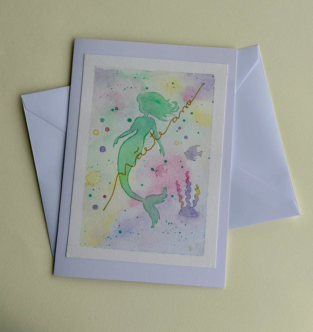 Cartão Especial Dia das Mães 15x21cm - em Aquarela Original, pintado à mão, com envelope