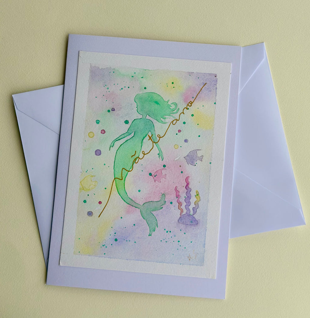 Cartão Especial Dia das Mães 15x21cm - em Aquarela Original, pintado à mão, com envelope