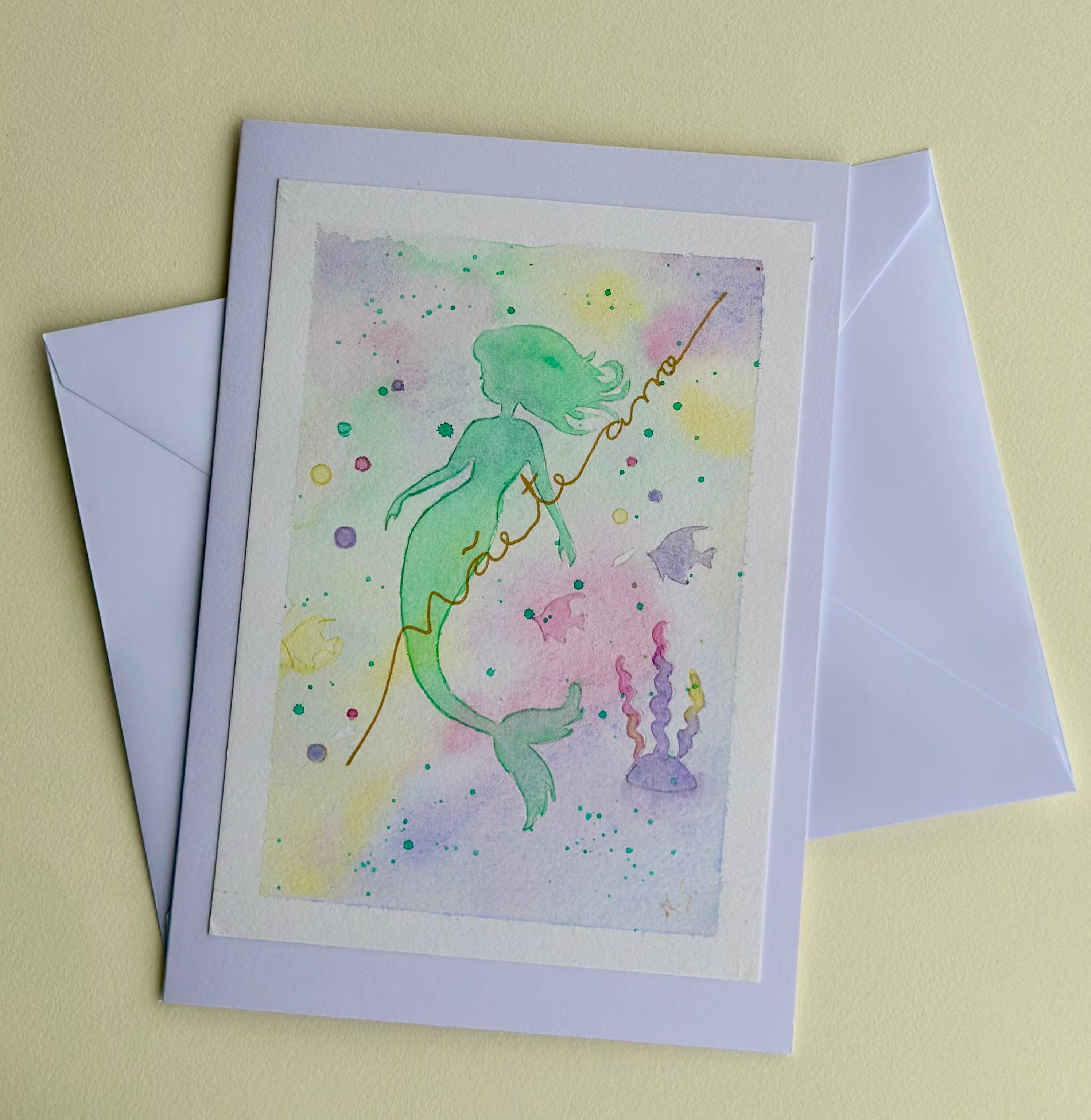 Cartão Especial Dia das Mães 15x21cm - em Aquarela Original, pintado à mão, com envelope