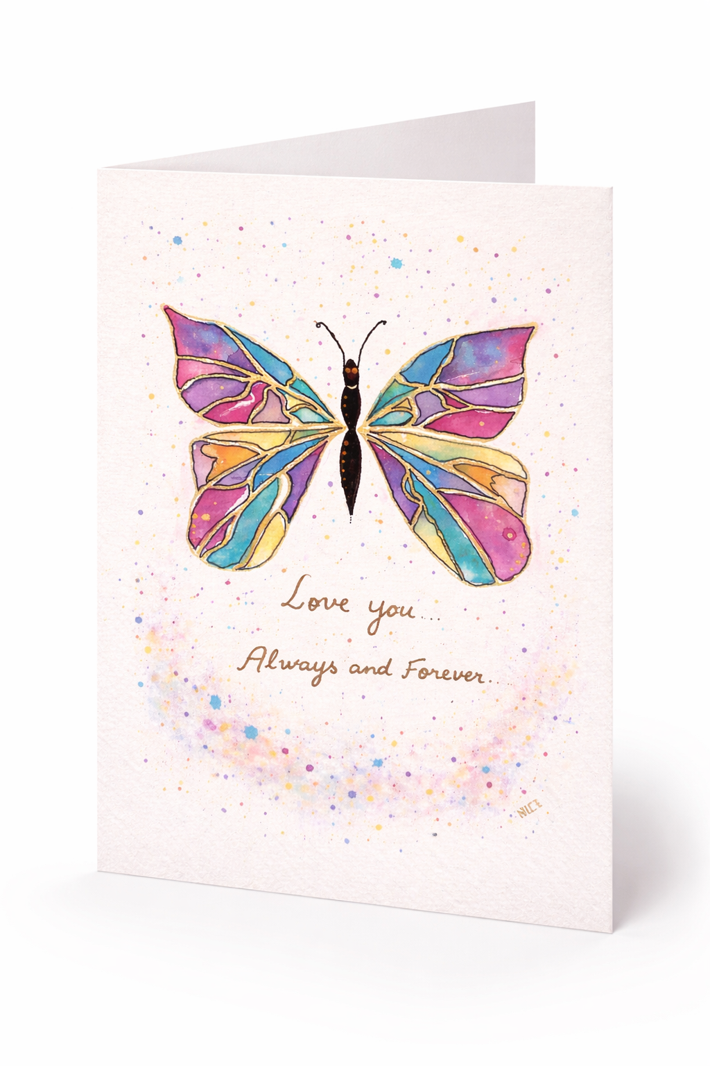 Te Amo para Sempre – Cartão Dia dos Namorados em Aquarela original