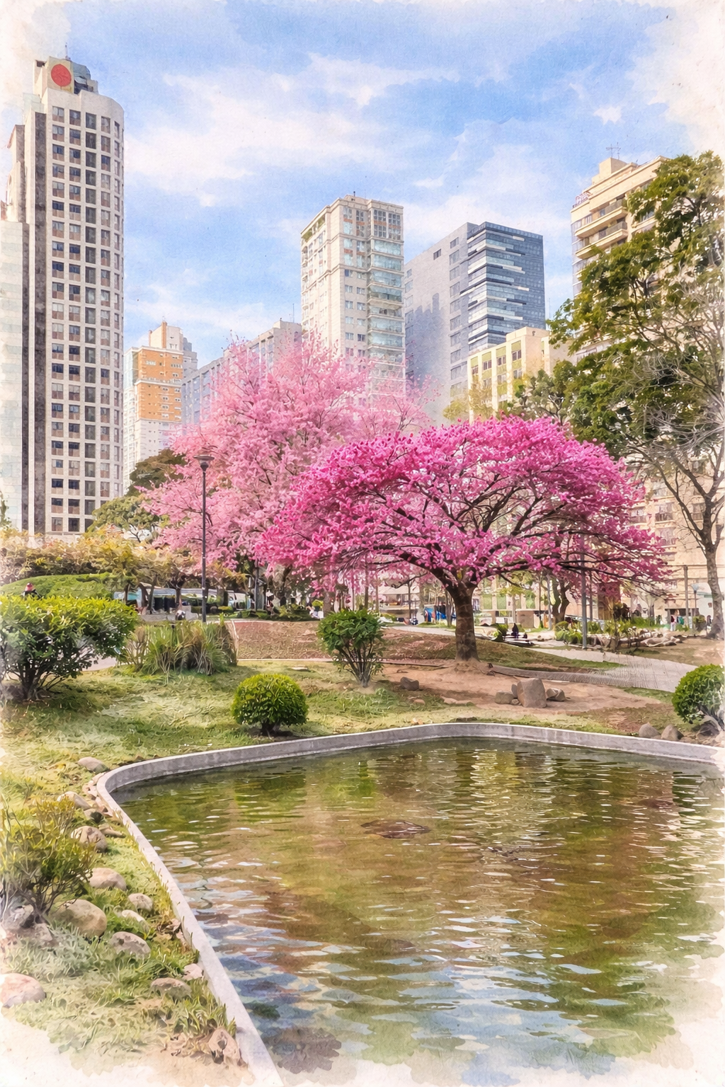 Quadro de Foto Ipês Rosa de Curitiba 2 impressa em papel fotográfico, print artístico, 30x42cm, sem moldura