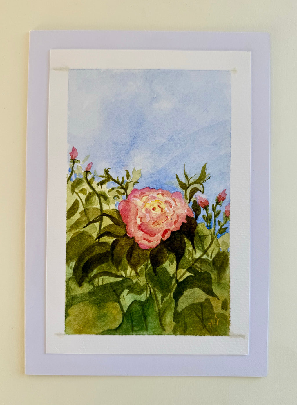 Cartão Especial de Felicitação - 15x21cm - em Aquarela Loose Original, pintado à mão, com envelope, rosas