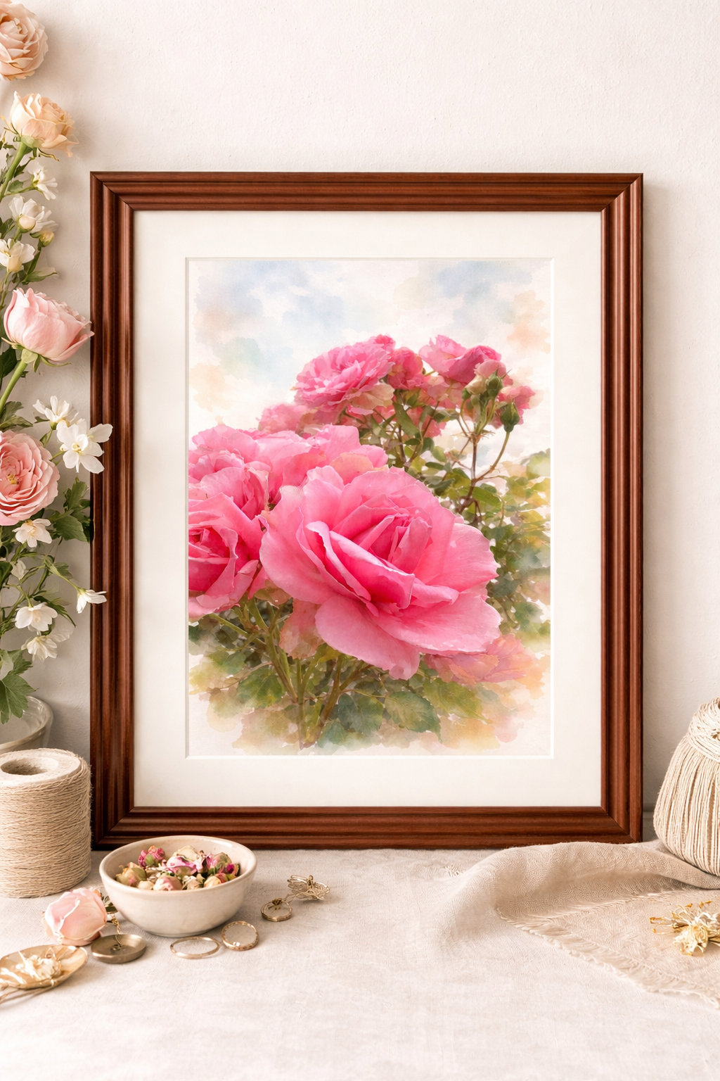 Print Foto Rosas Cor de Rosa impressa em papel fotográfico, 30x42cm, sem moldura