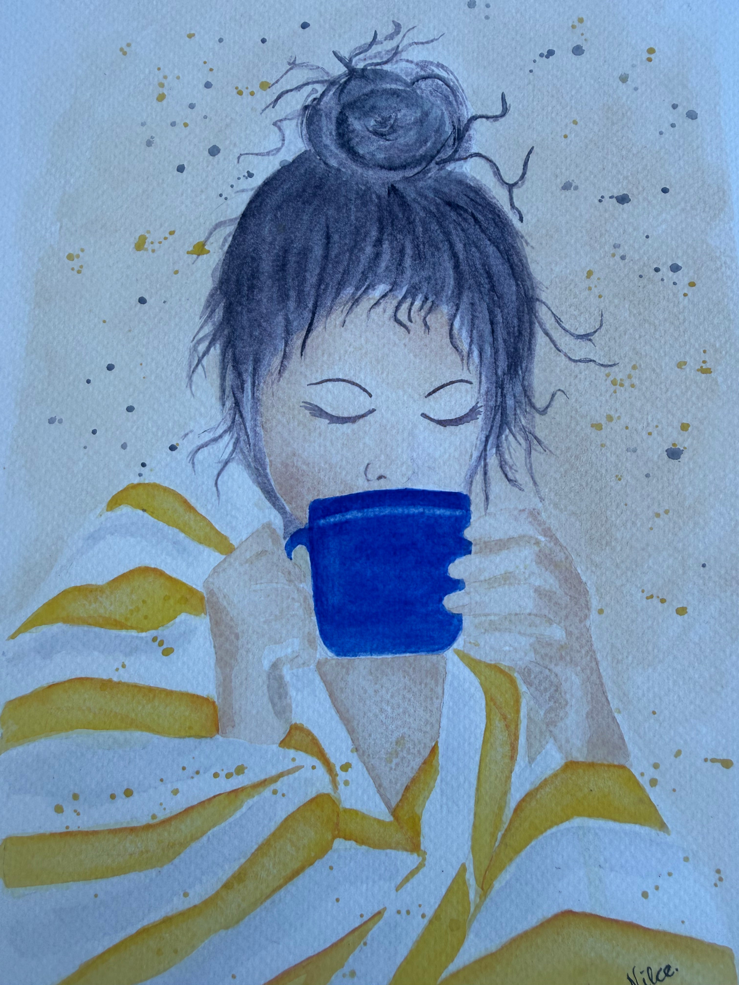 Mulheres - Pintura Original em Aquarela profissional sobre papel de algodão, 21x30cm, sem moldura