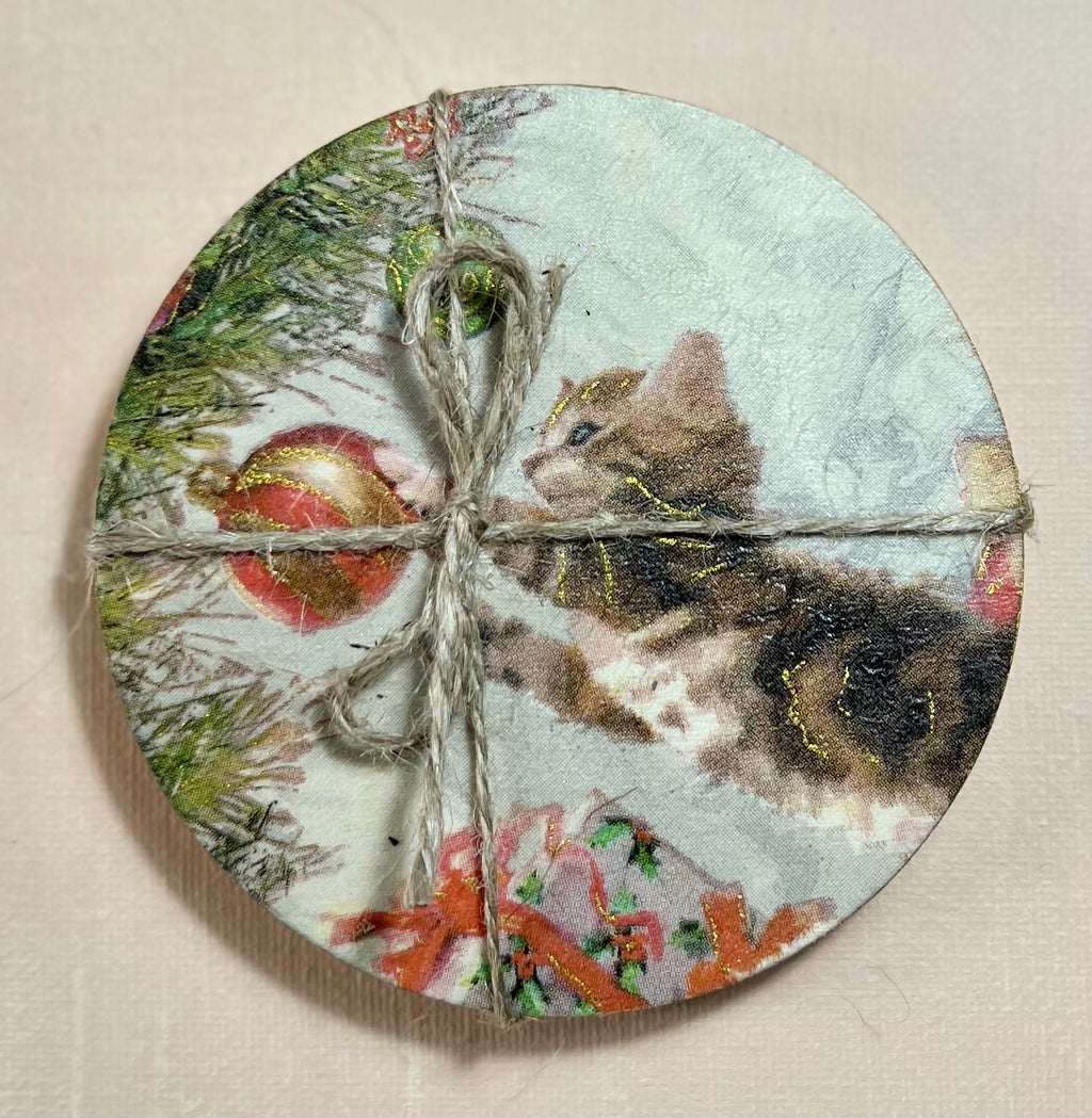 Porta Copos Gatinhos - Kit com 6 Unidades Artesanal
