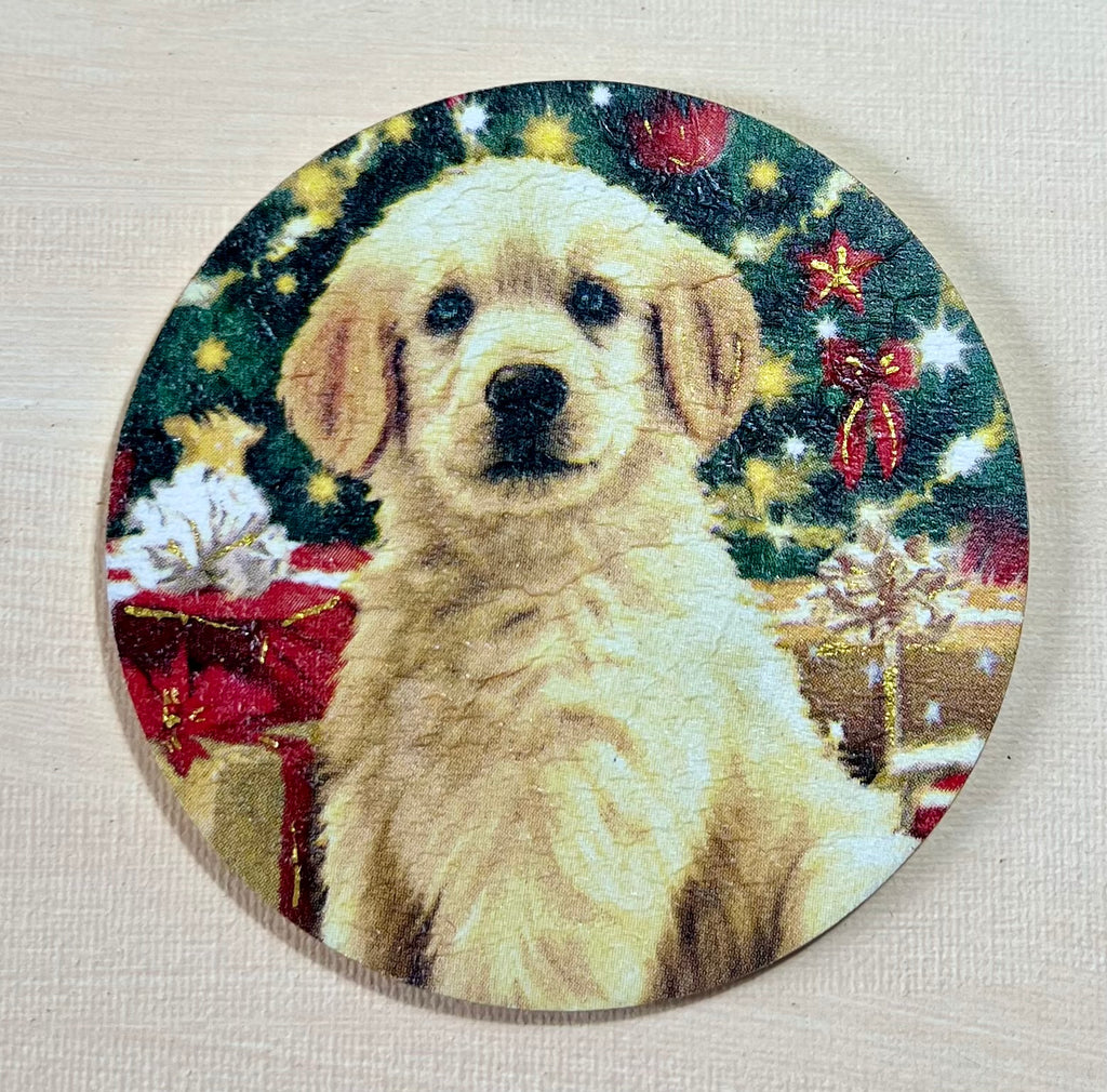 Porta Copos Cachorrinhos em Dècoupage Artesanal - Kit com 4