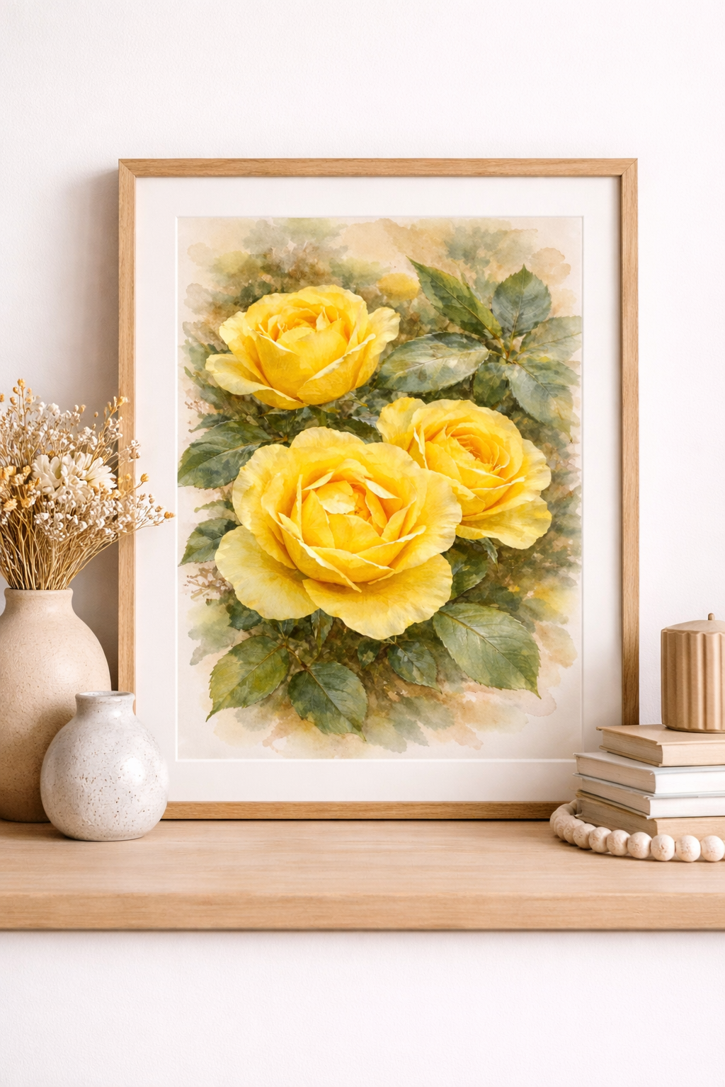 Print Foto Rosas Amarelas impressa em papel fotográfico, 30x42cm, sem moldura