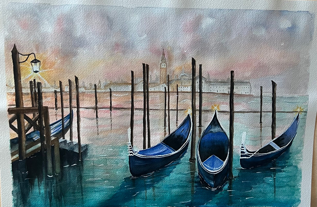 Veneza - Pintura Original em Aquarela profissional, 42x30cm, sem moldura