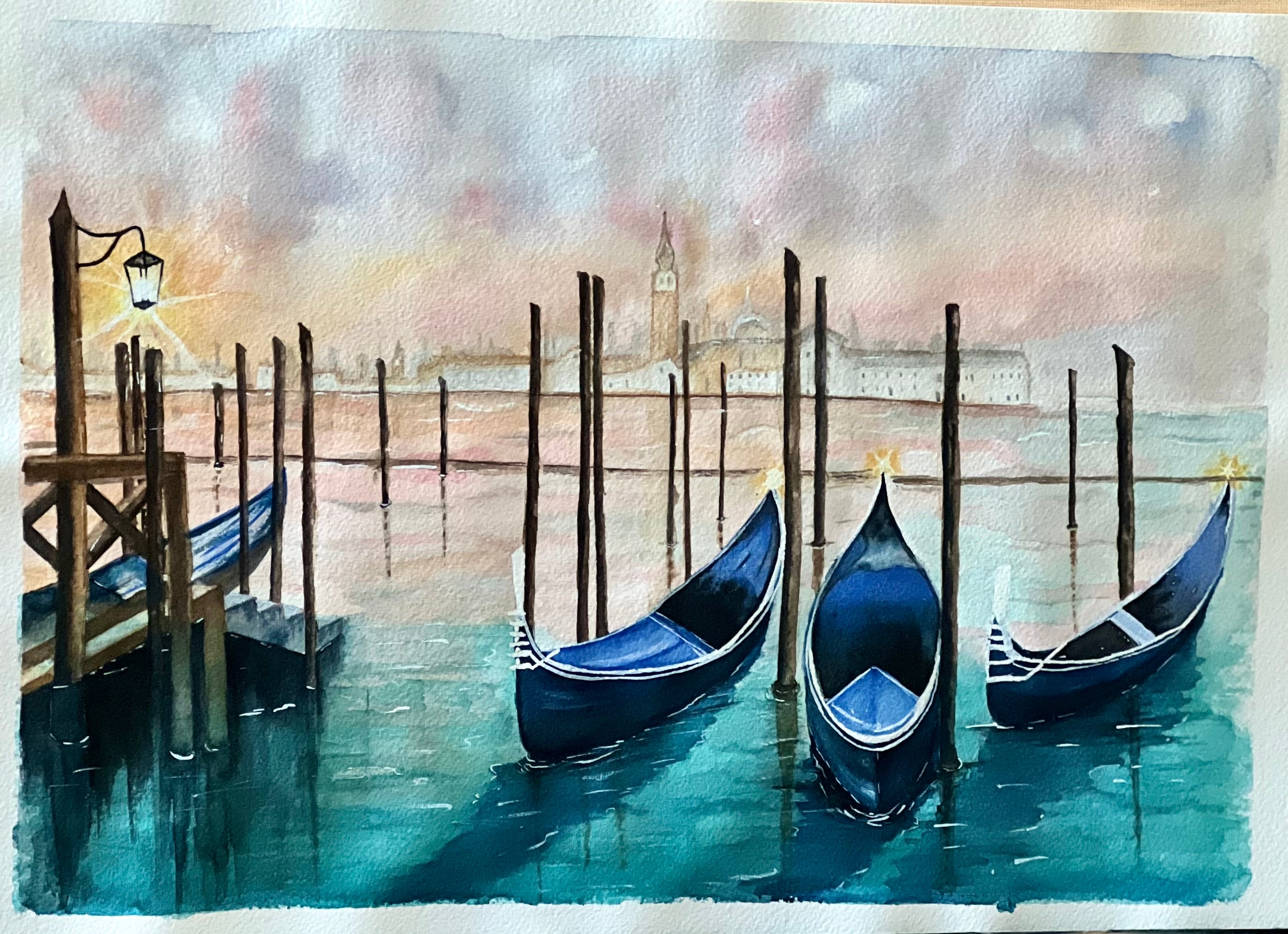 Veneza - Pintura Original em Aquarela profissional, 42x30cm, sem moldura