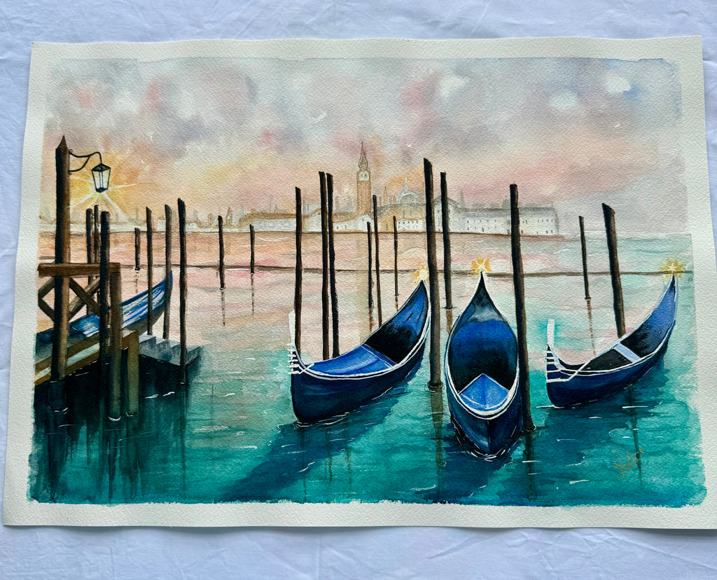 Veneza - Pintura Original em Aquarela profissional, 42x30cm, sem moldura