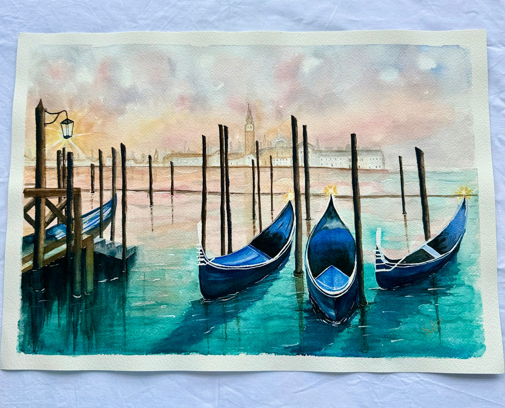 Veneza - Pintura Original em Aquarela profissional, 42x30cm, sem moldura