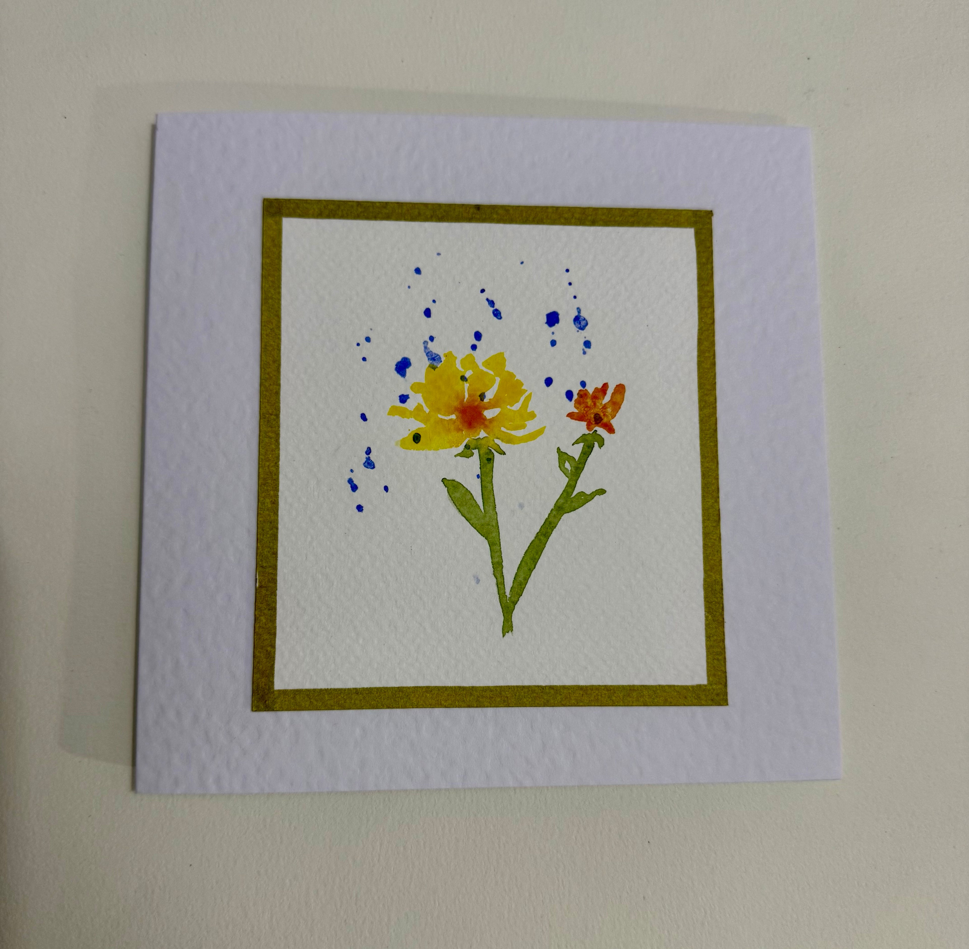 Cartão Floral em Aquarela original pintado à mão - 15x15cm com envelope - Kit com 10