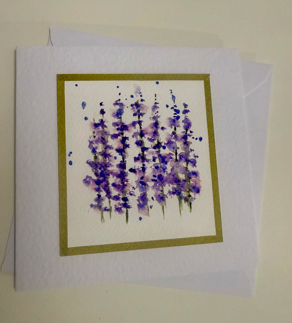Cartão Floral em Aquarela original pintado à mão - 15x15cm com envelope - Kit com 10