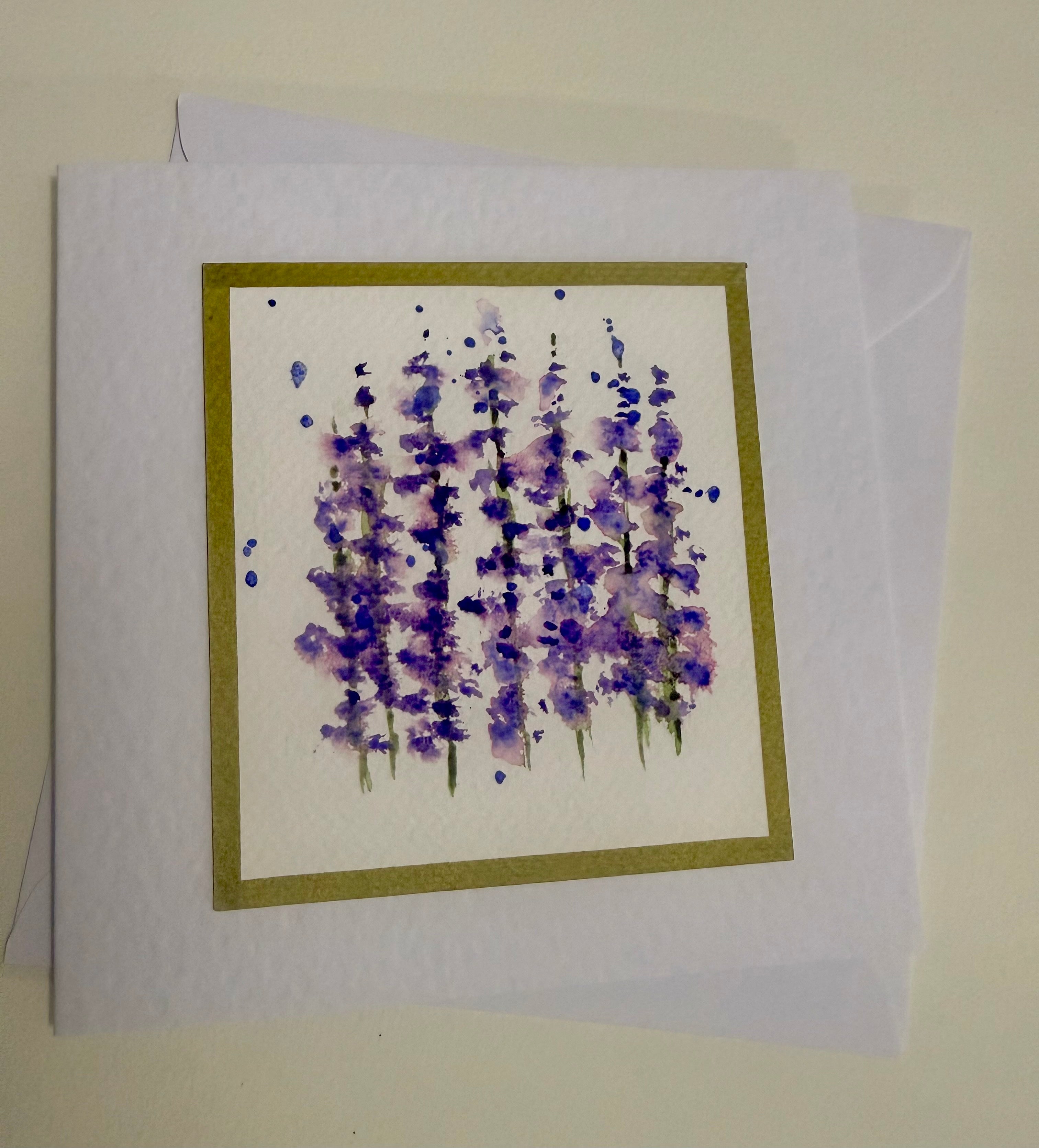 Cartão Floral em Aquarela original pintado à mão - 15x15cm com envelope - Kit com 10