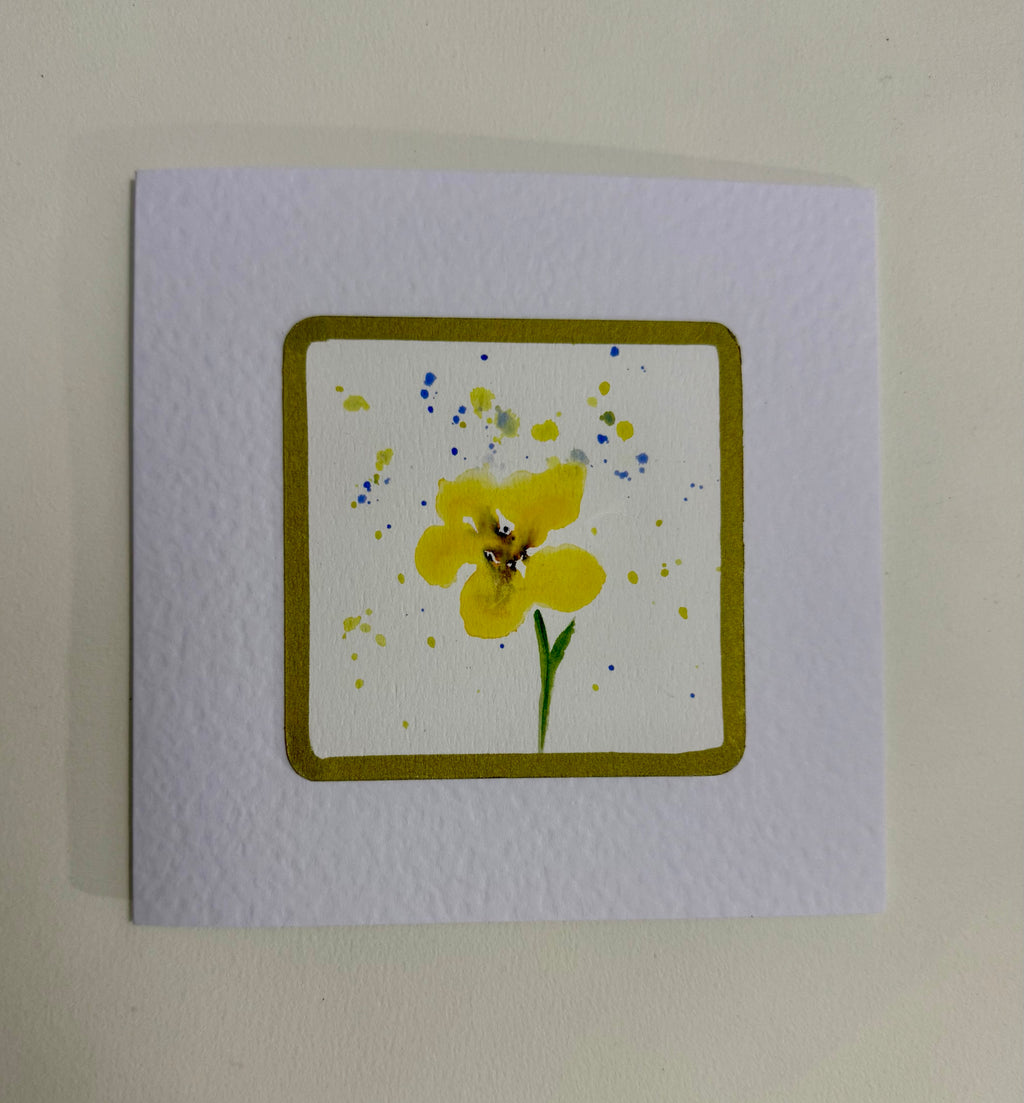 Cartão Floral em Aquarela original pintado à mão - 15x15cm com envelope - Kit com 10