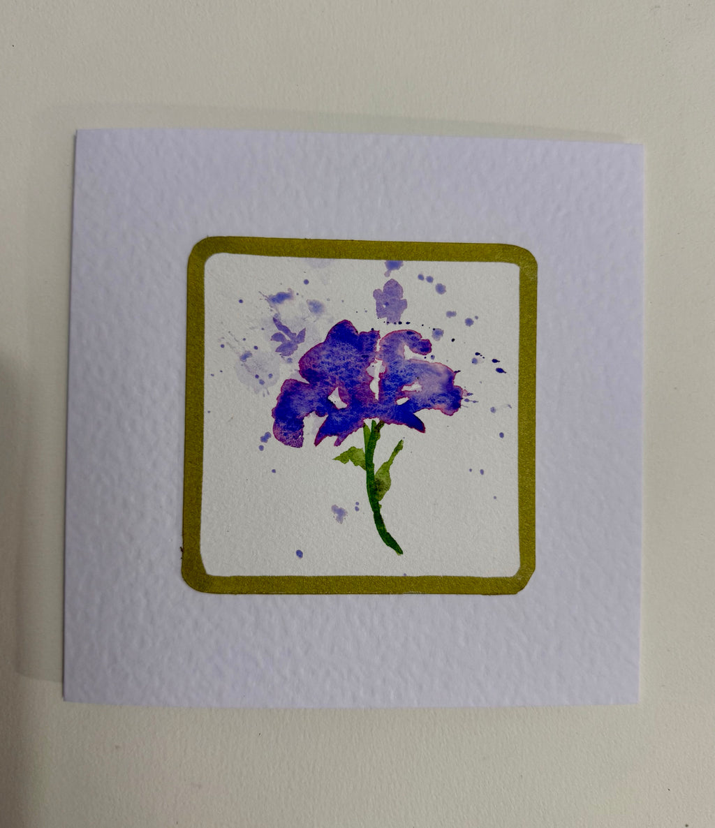 Cartão Floral em Aquarela original pintado à mão - 15x15cm com envelope - Kit com 10