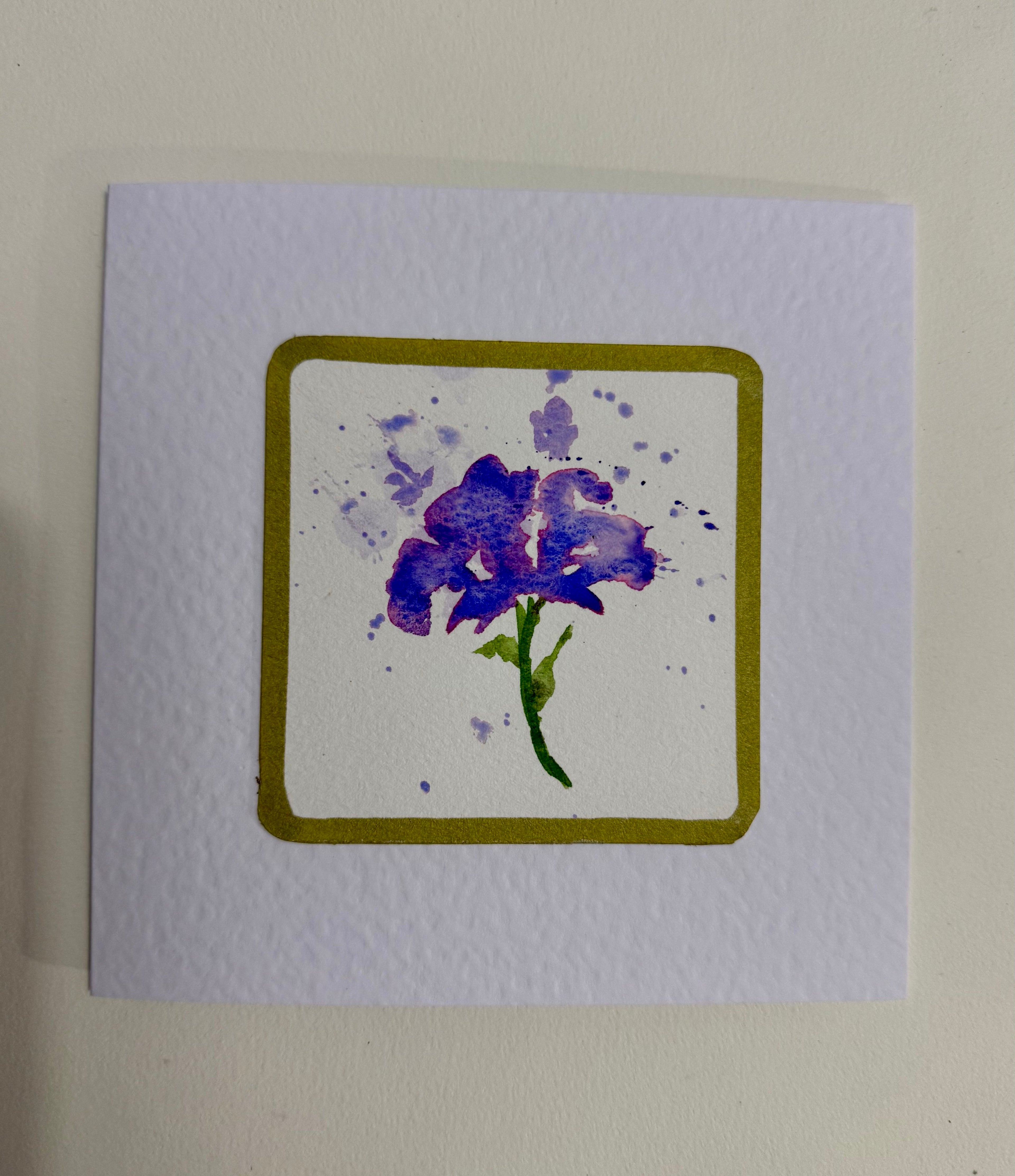 Cartão Floral em Aquarela original pintado à mão - 15x15cm com envelope - Kit com 10