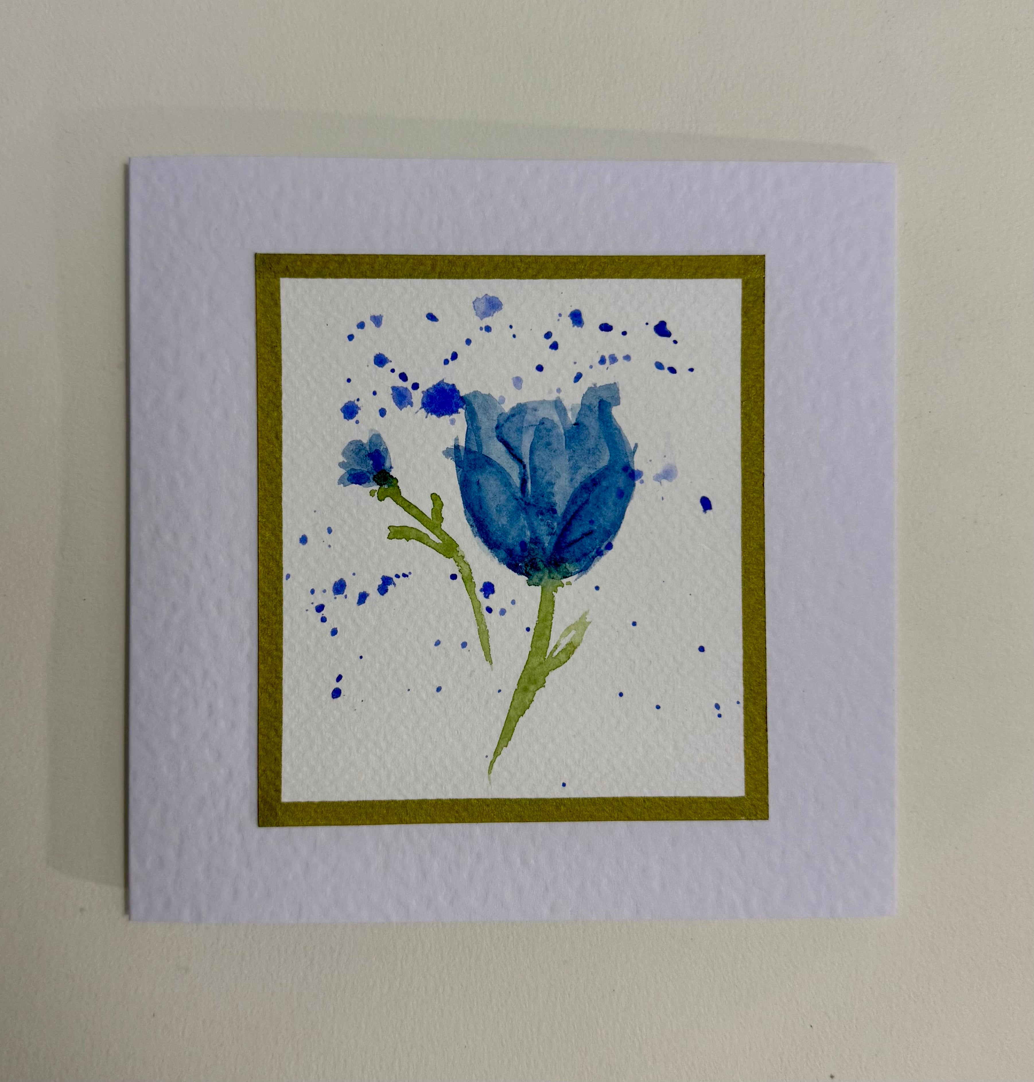 Cartão Floral em Aquarela original pintado à mão - 15x15cm com envelope - Kit com 10