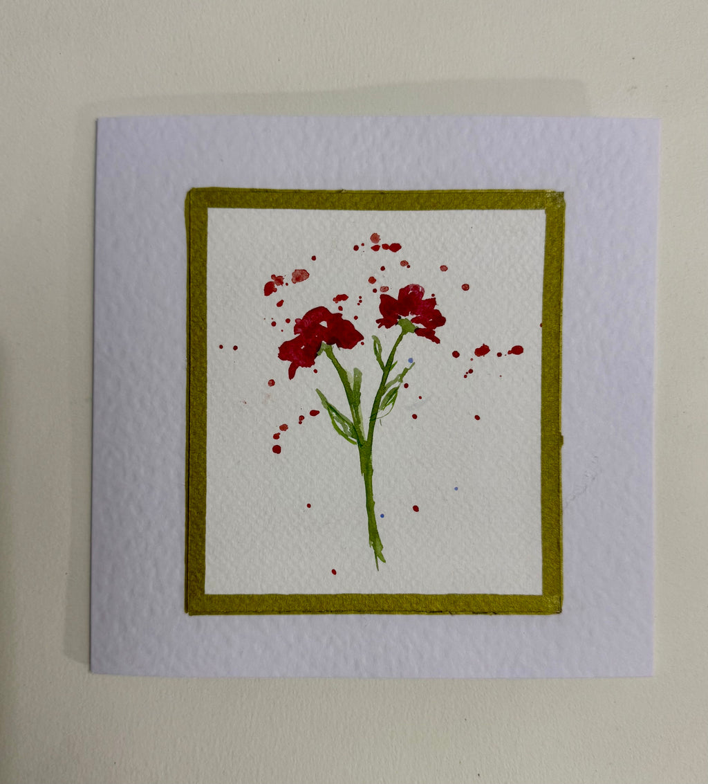 Cartão Floral em Aquarela original pintado à mão - 15x15cm com envelope - Kit com 10