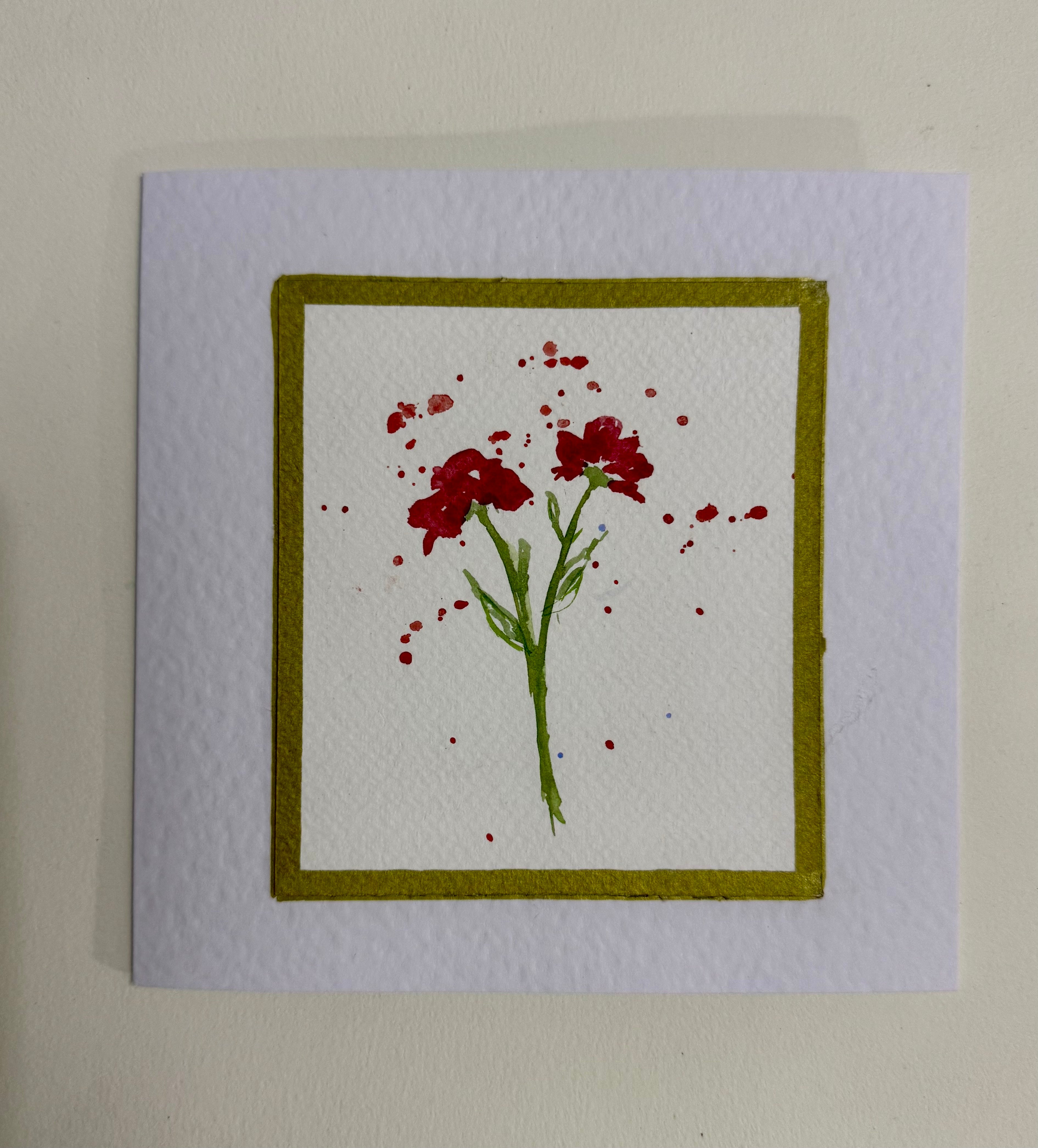 Cartão Floral em Aquarela original pintado à mão - 15x15cm com envelope - Kit com 10
