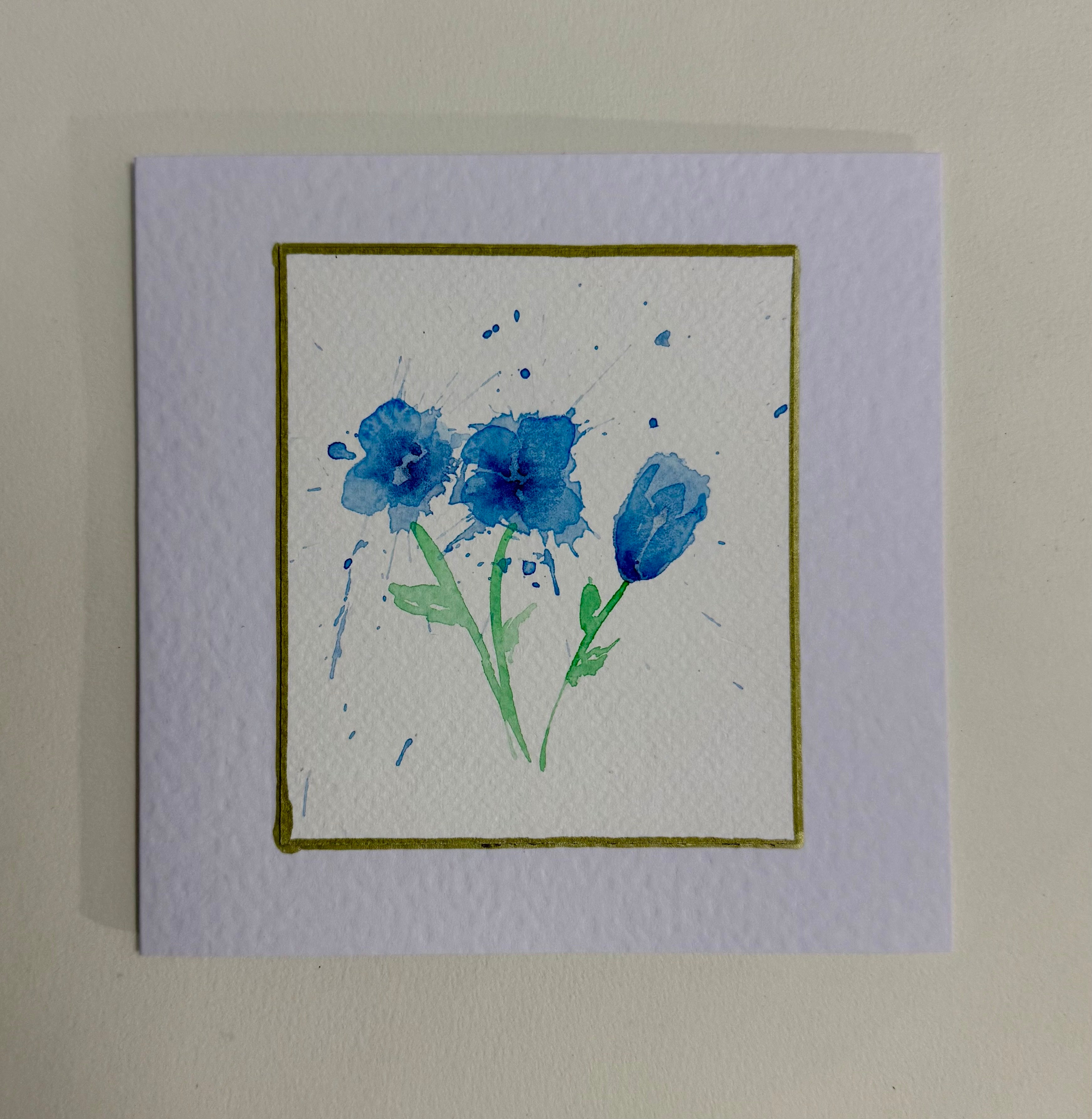 Cartão Floral em Aquarela original pintado à mão - 15x15cm com envelope - Kit com 10
