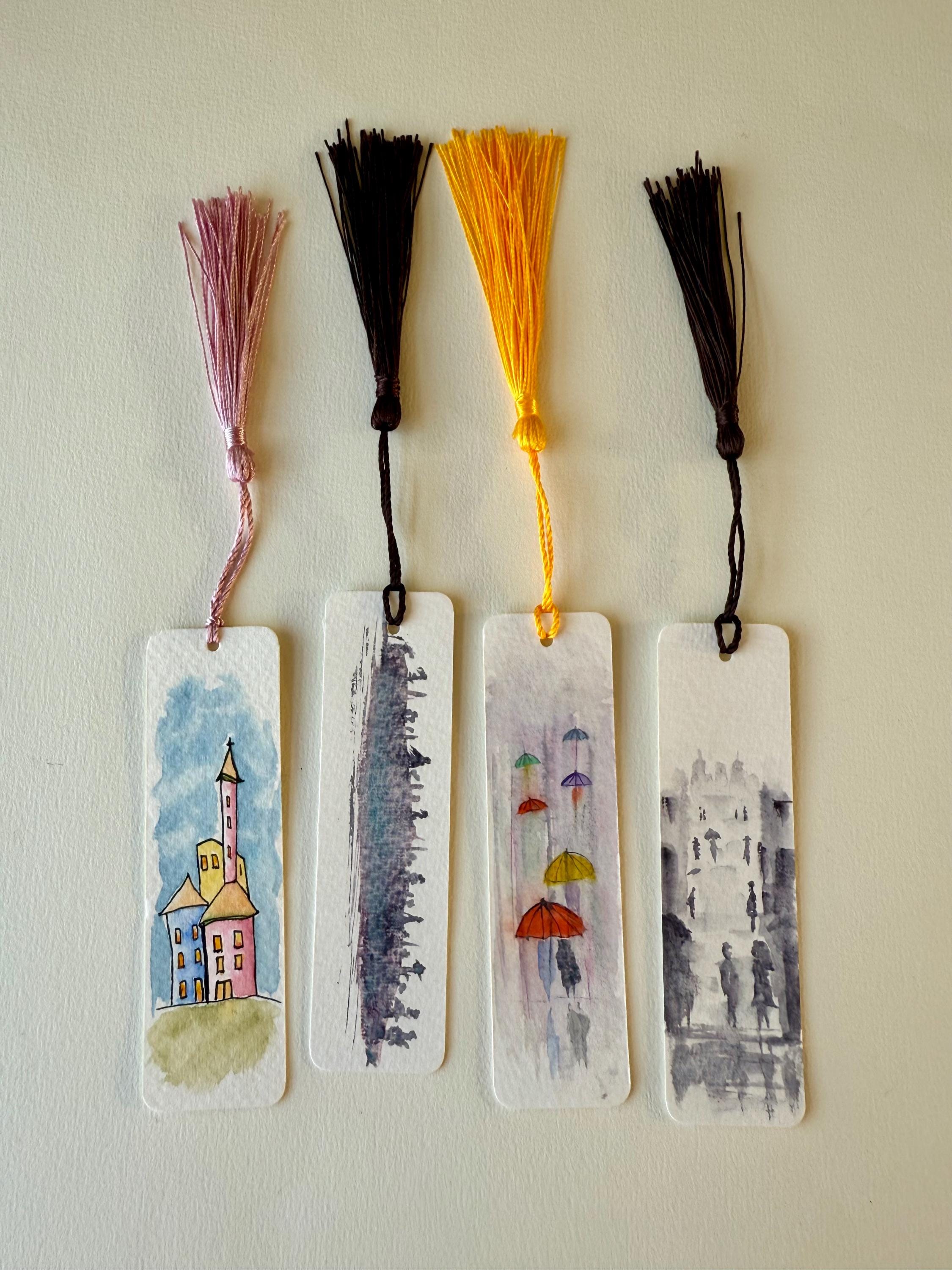 Marcadores de livros pintados à mão, com arte original em aquarela, para amantes de livros. CONJUNTO DE 10.