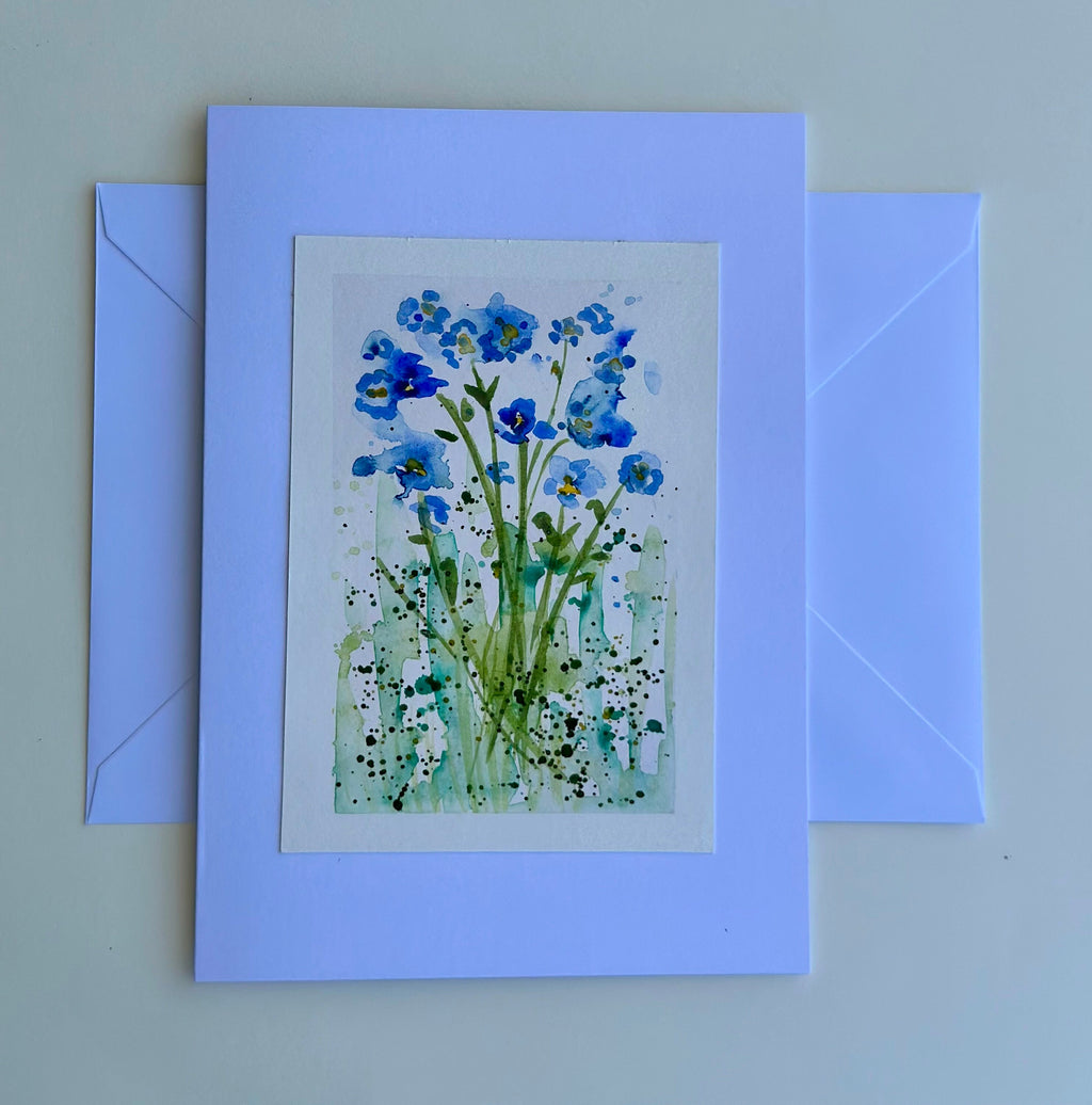 Cartões originais de aquarela Flores, 15 x 21 cm com envelope