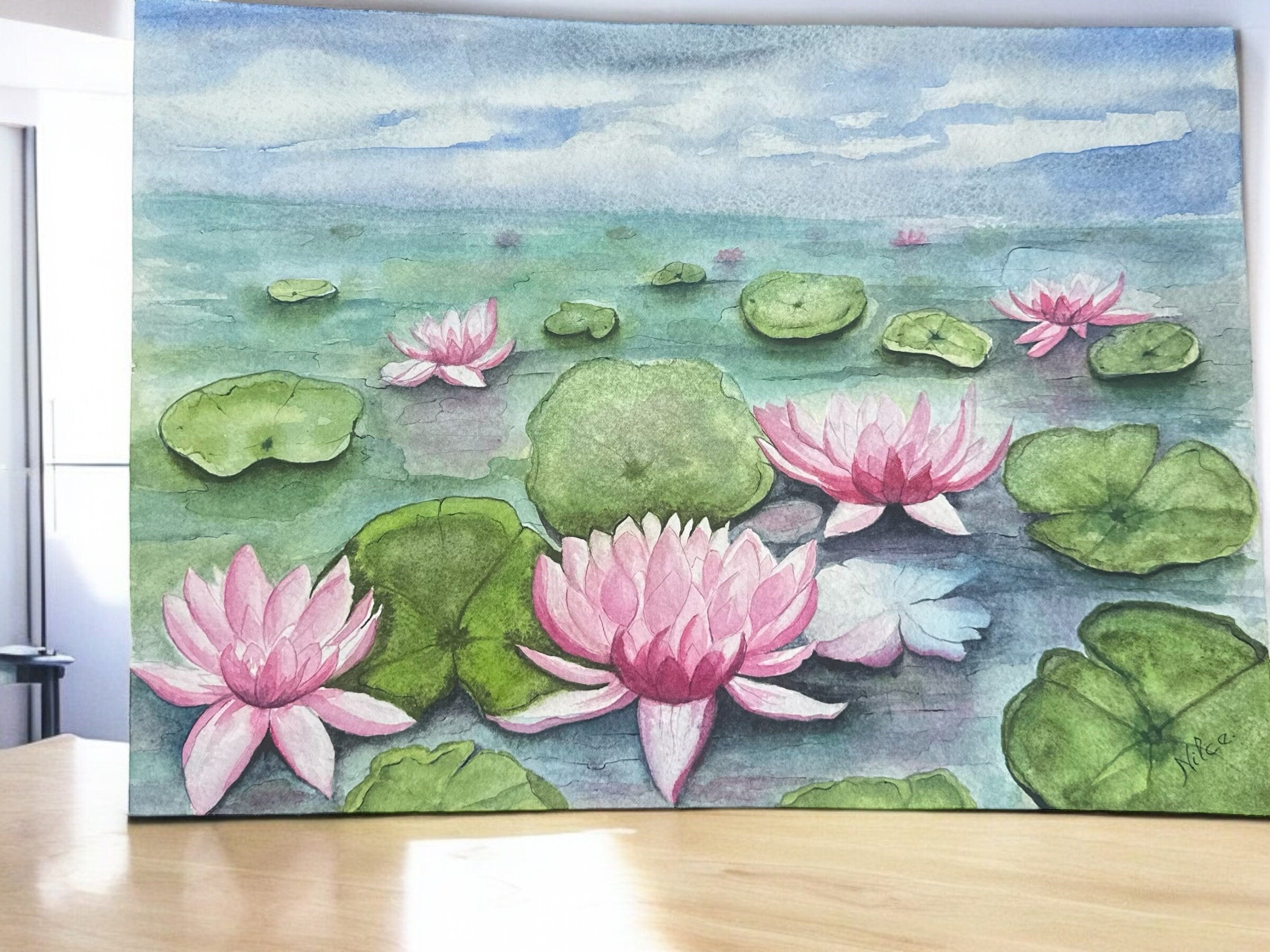 Ninfeias — Pintura Original em Aquarela sobre Papel 100% Algodão, 38x28cm, sem moldura