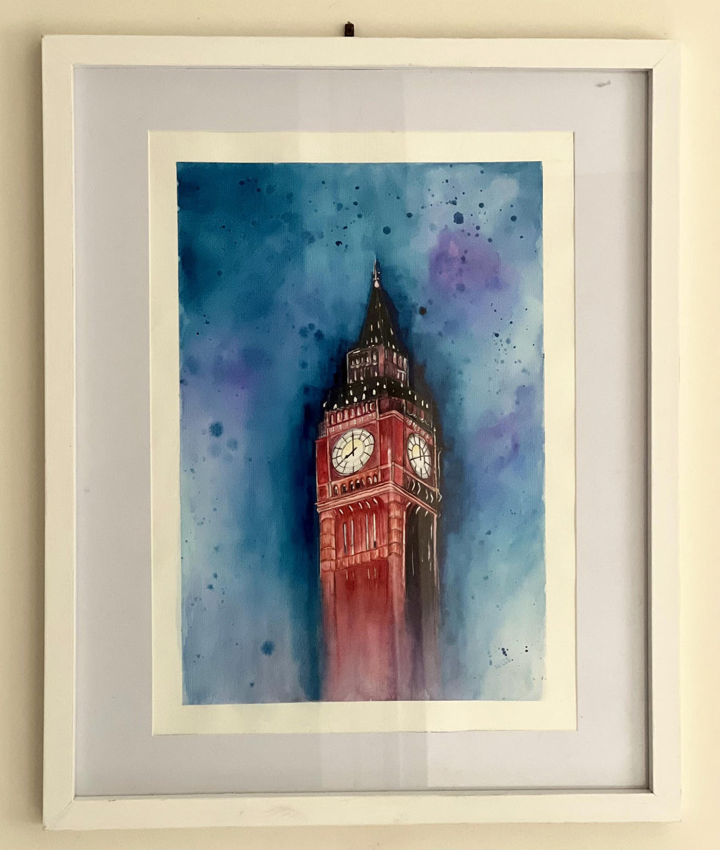 O Big Ben - pintura original em aquarela sobre papel 100% algodão, 30 x 42 cm, sem moldura.