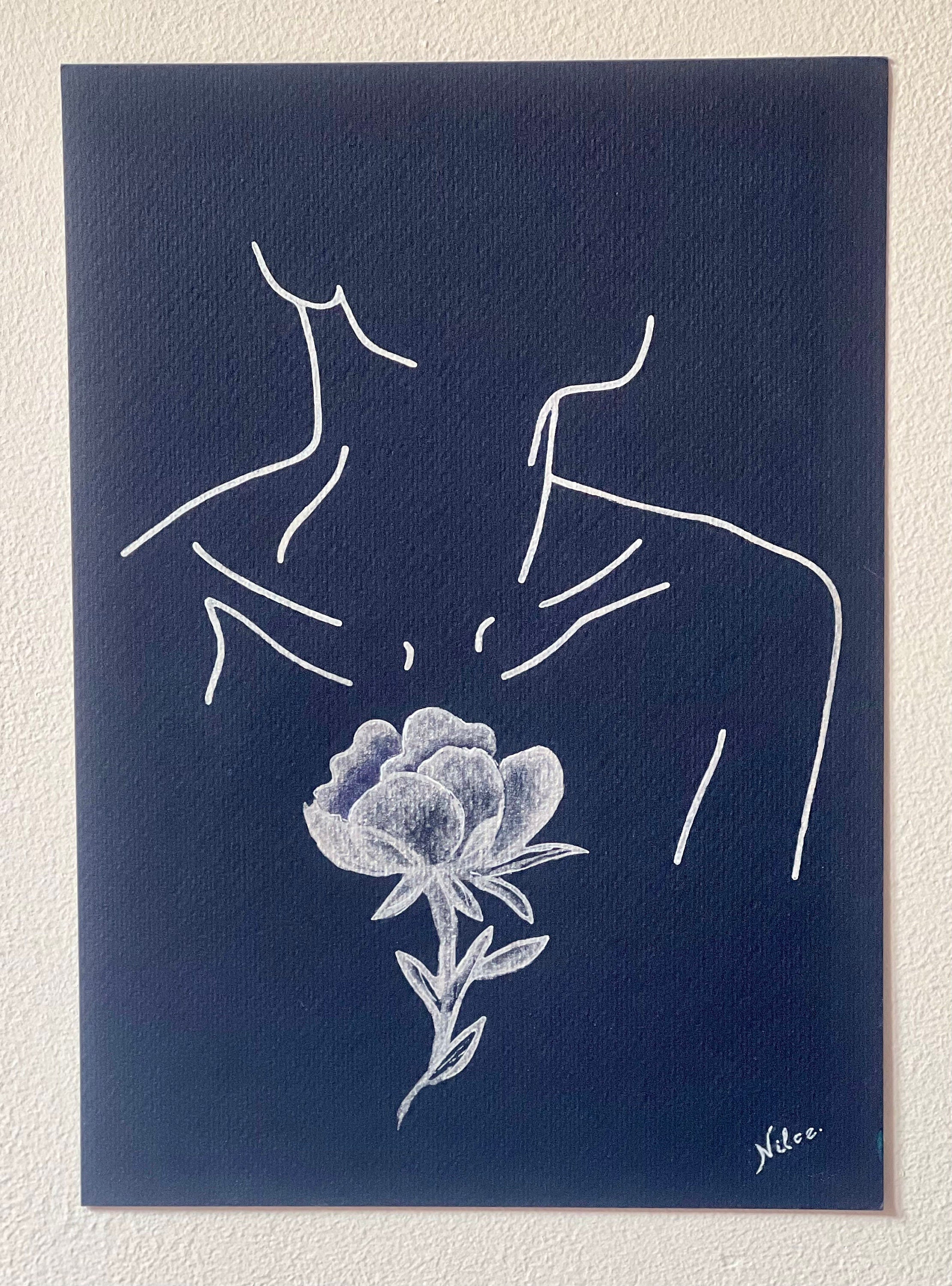 Pintura original em aquarela Mulheres - Conjunto de 2
